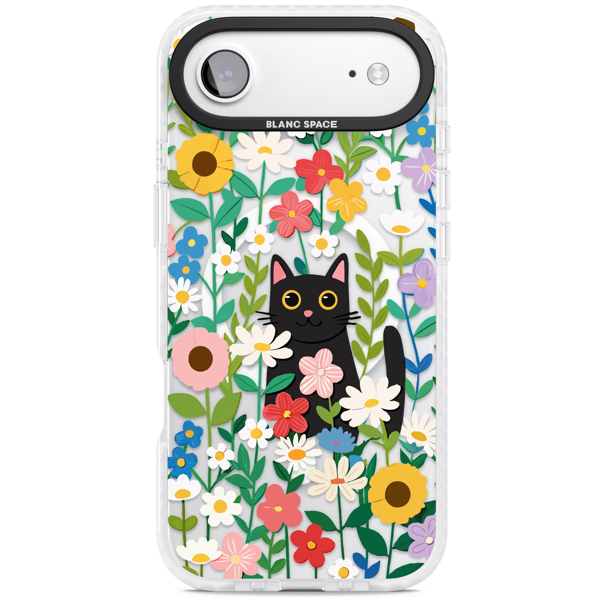 Whiskers & Wildflowers Cat iPhone 17 Air Impact Pro Clear Phone Case