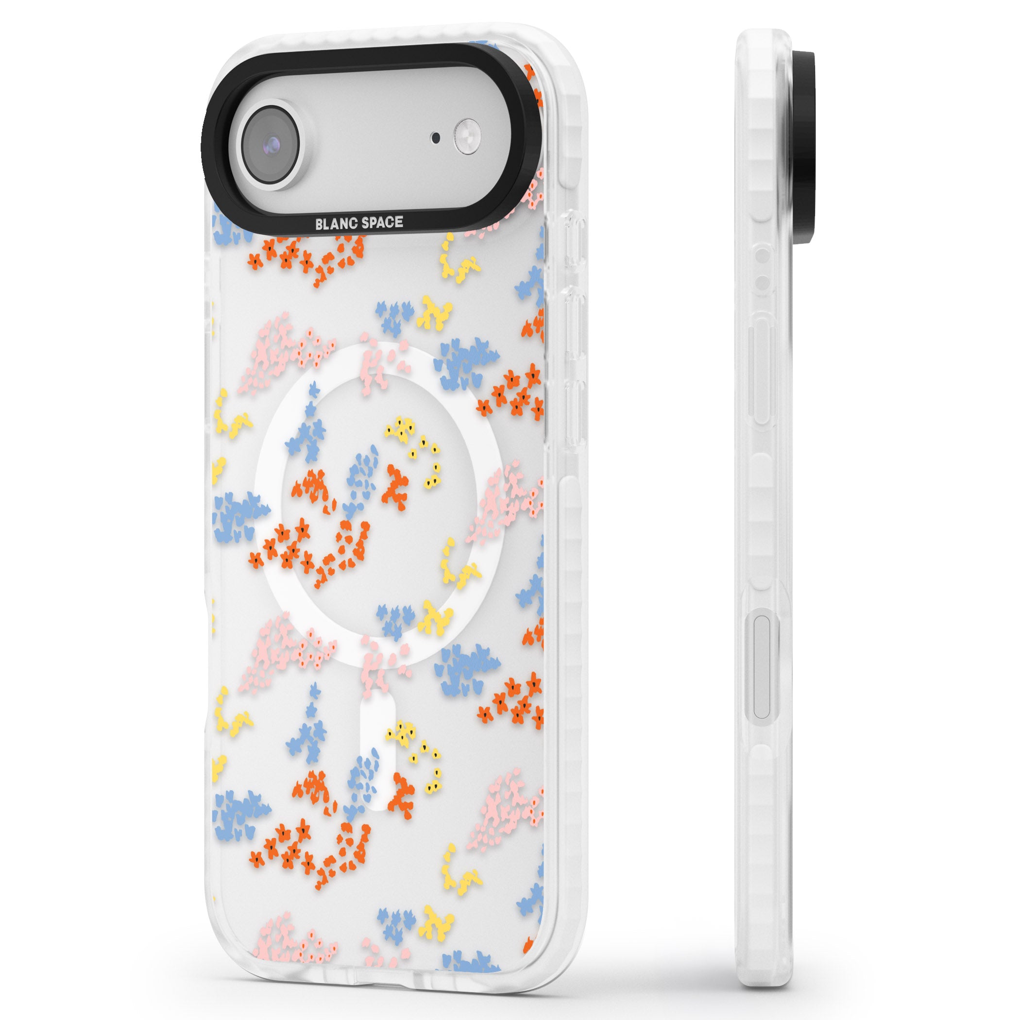 Floral Confetti: Transparent Delight iPhone 17 Air Impact Pro Clear Phone Case Side Profile