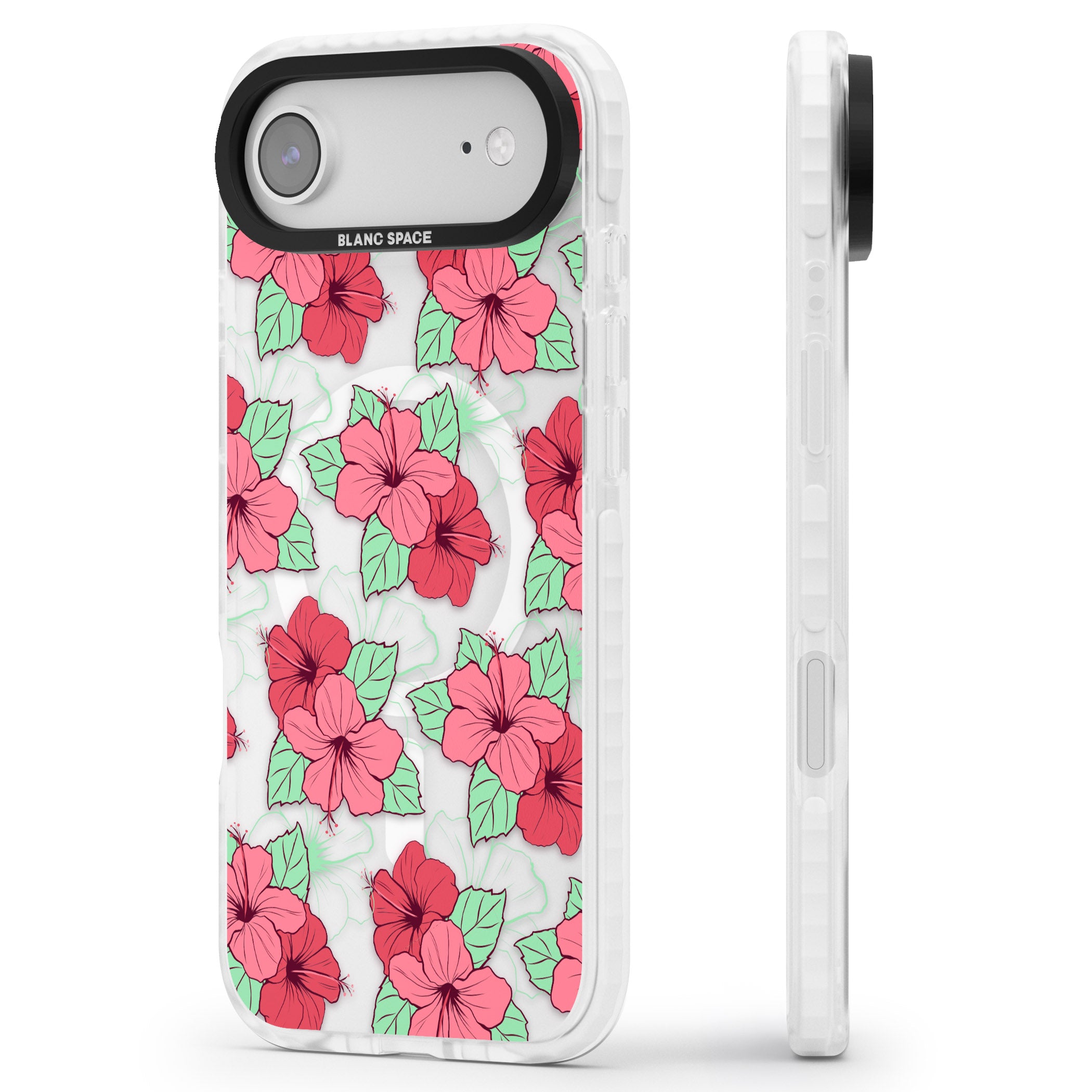 Pink Peony iPhone 17 Air Impact Pro Clear Phone Case Side Profile