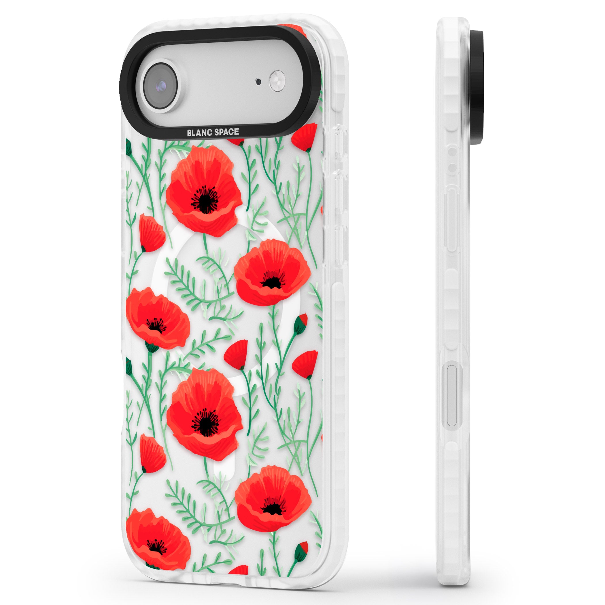 Poppy Garden iPhone 17 Air Impact Pro Clear Phone Case Side Profile