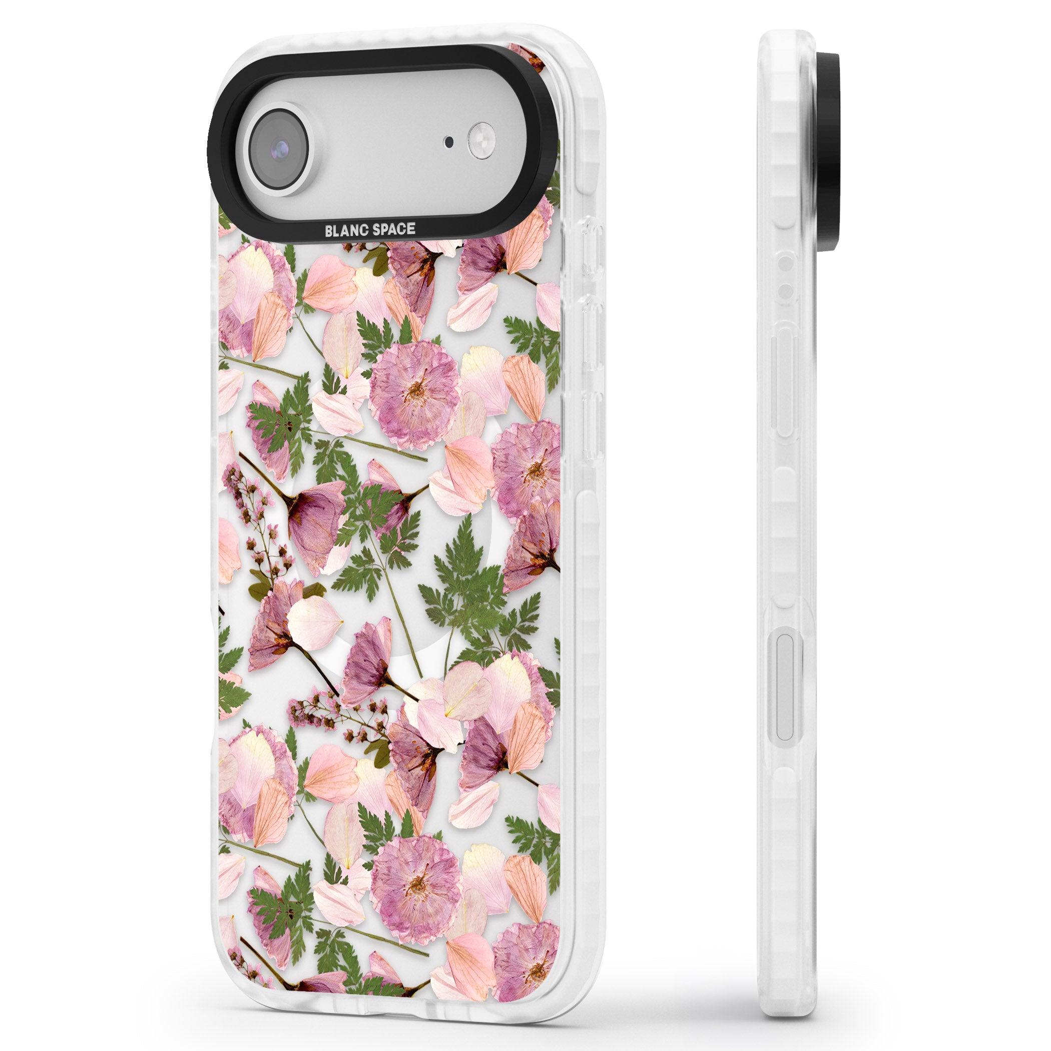 Pink Floral Appreciation iPhone 17 Air Impact Pro Clear Phone Case Side Profile