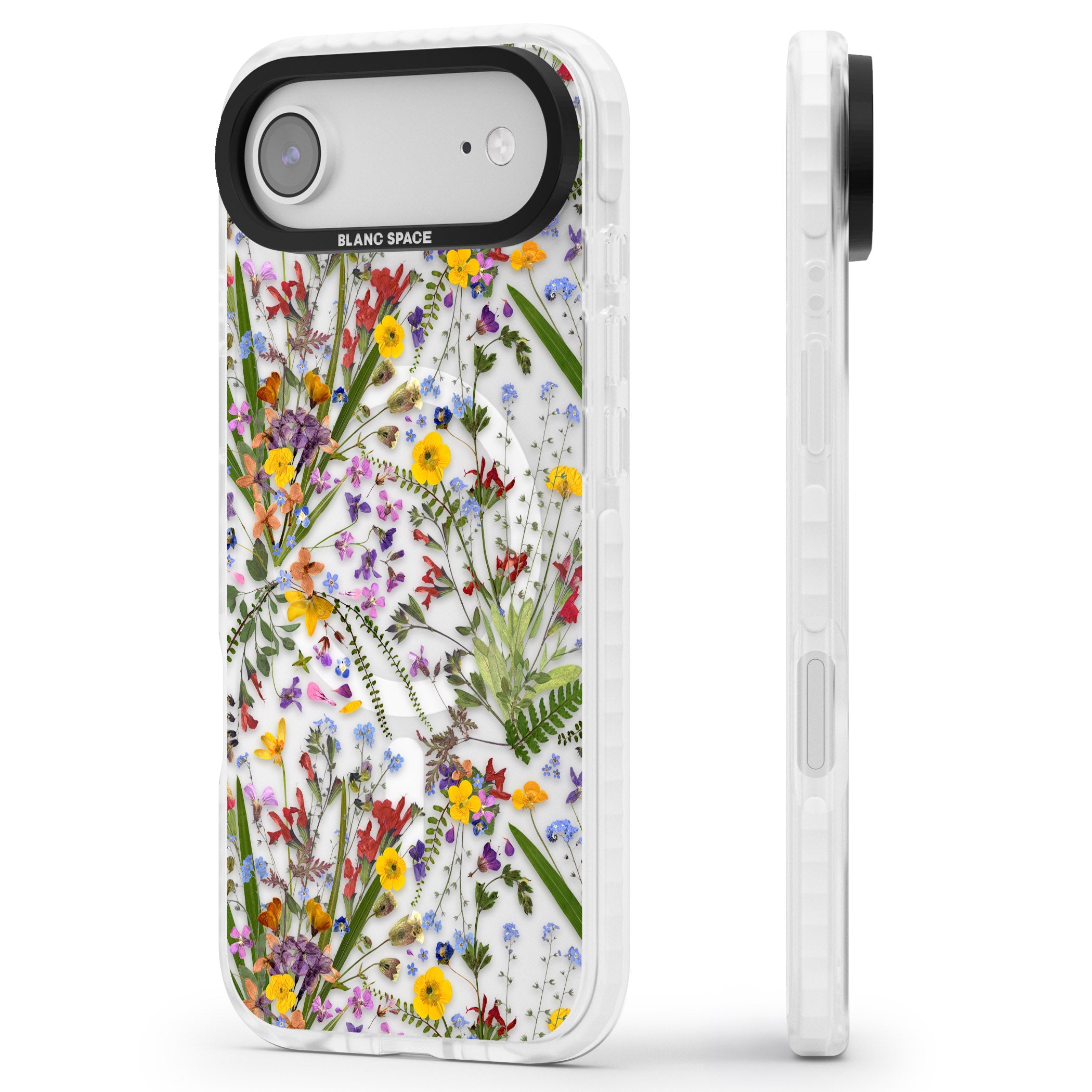 Wildflower & Leaves iPhone 17 Air Impact Pro Clear Phone Case Side Profile