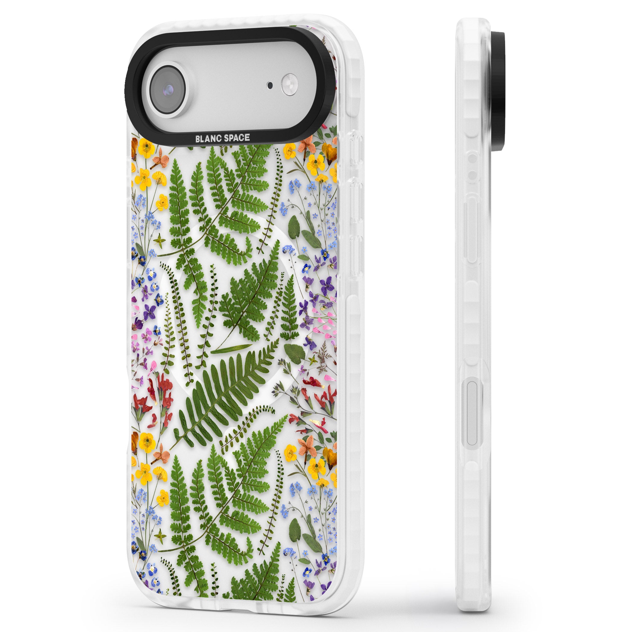 Botanical Fern & Floral iPhone 17 Air Impact Pro Clear Phone Case Side Profile