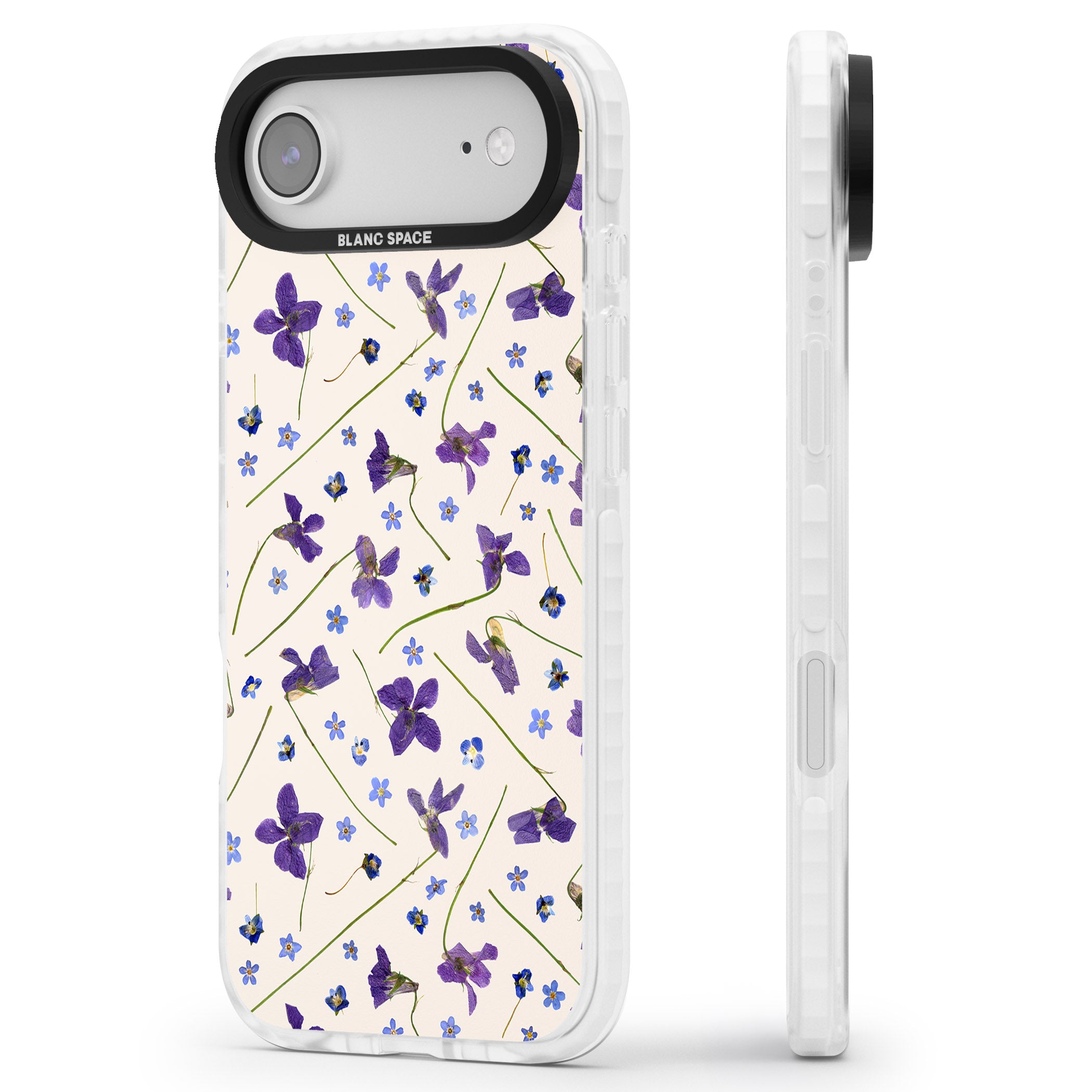 Violet Floral Dream Cream iPhone 17 Air Impact Pro Clear Phone Case Side Profile