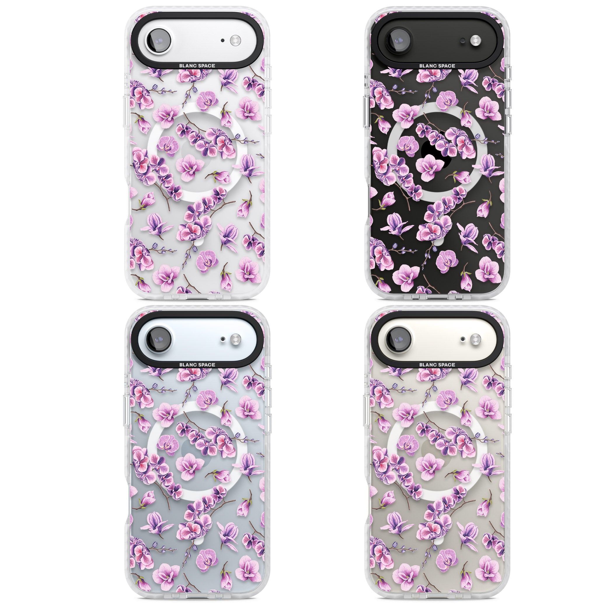 Purple Orchids Floral iPhone 17 Air Impact Pro Clear Phone Case APT Impact Protection