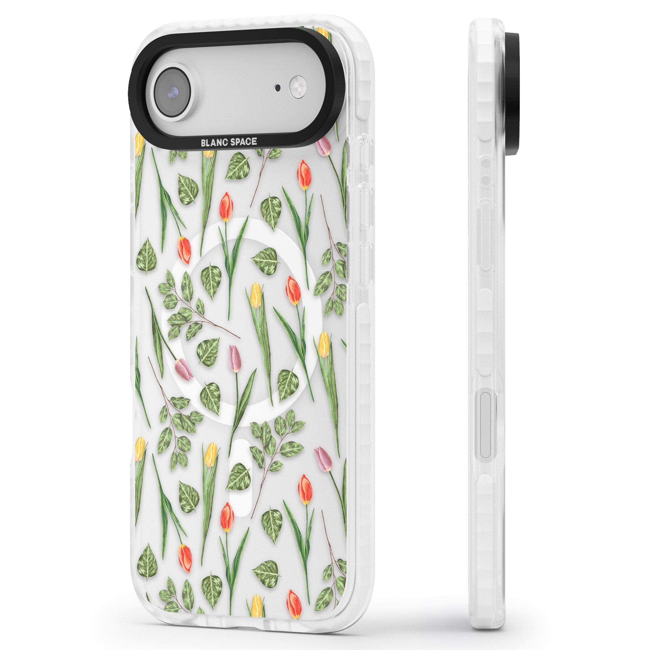Spring Tulips Floral iPhone 17 Air Impact Pro Clear Phone Case Side Profile