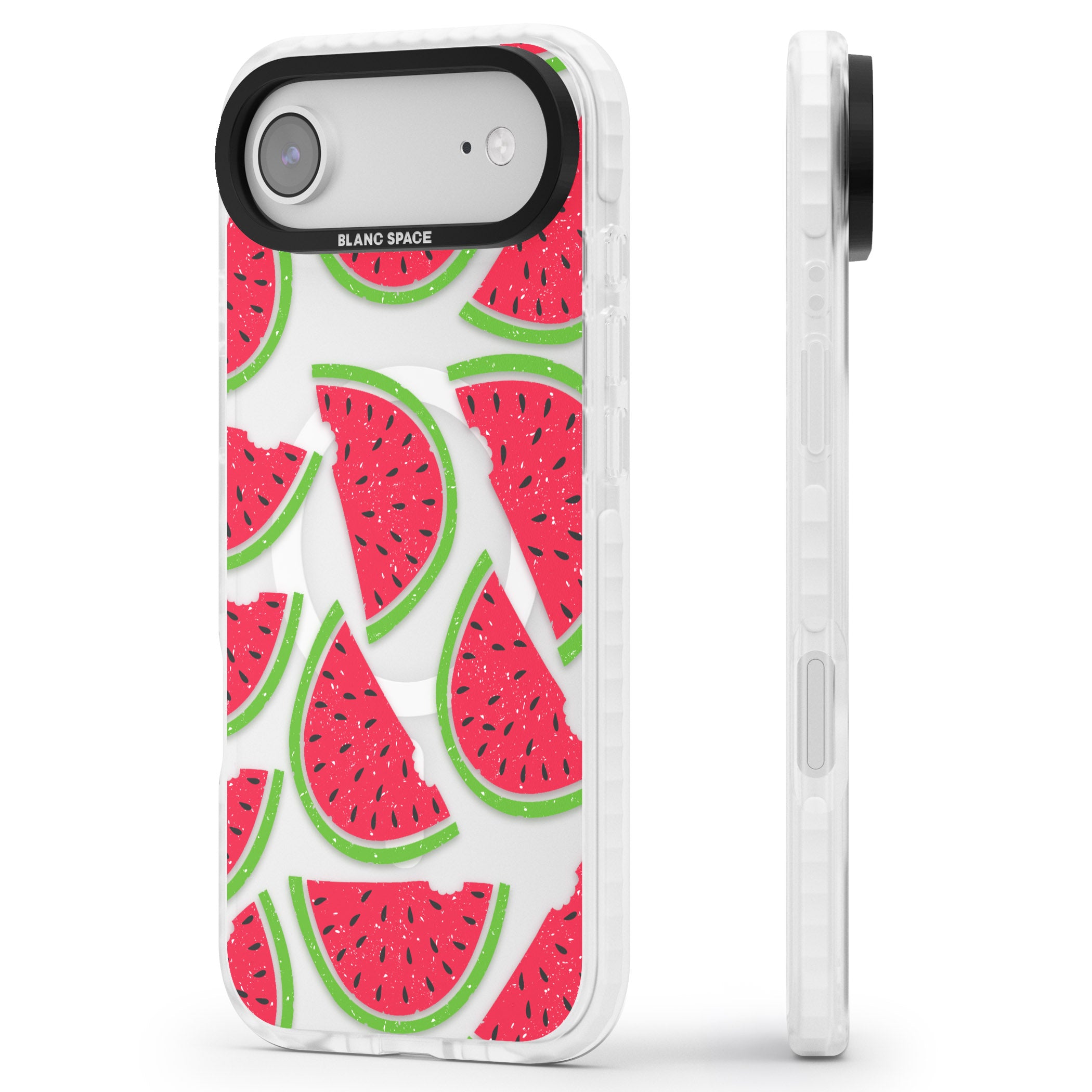 Watermelon Pattern iPhone 17 Air Impact Pro Clear Phone Case Side Profile