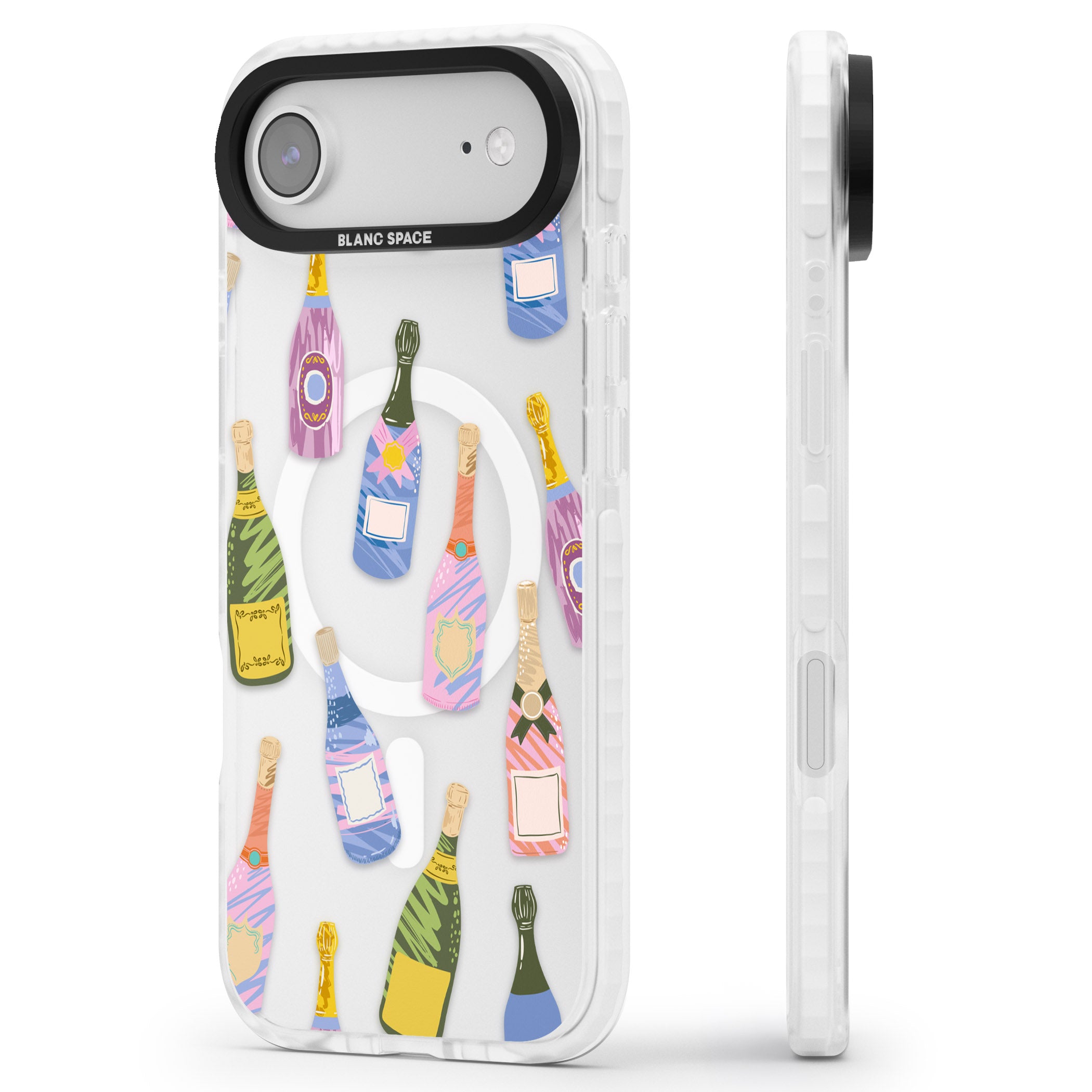 Champagne Pattern iPhone 17 Air Impact Pro Clear Phone Case Side Profile