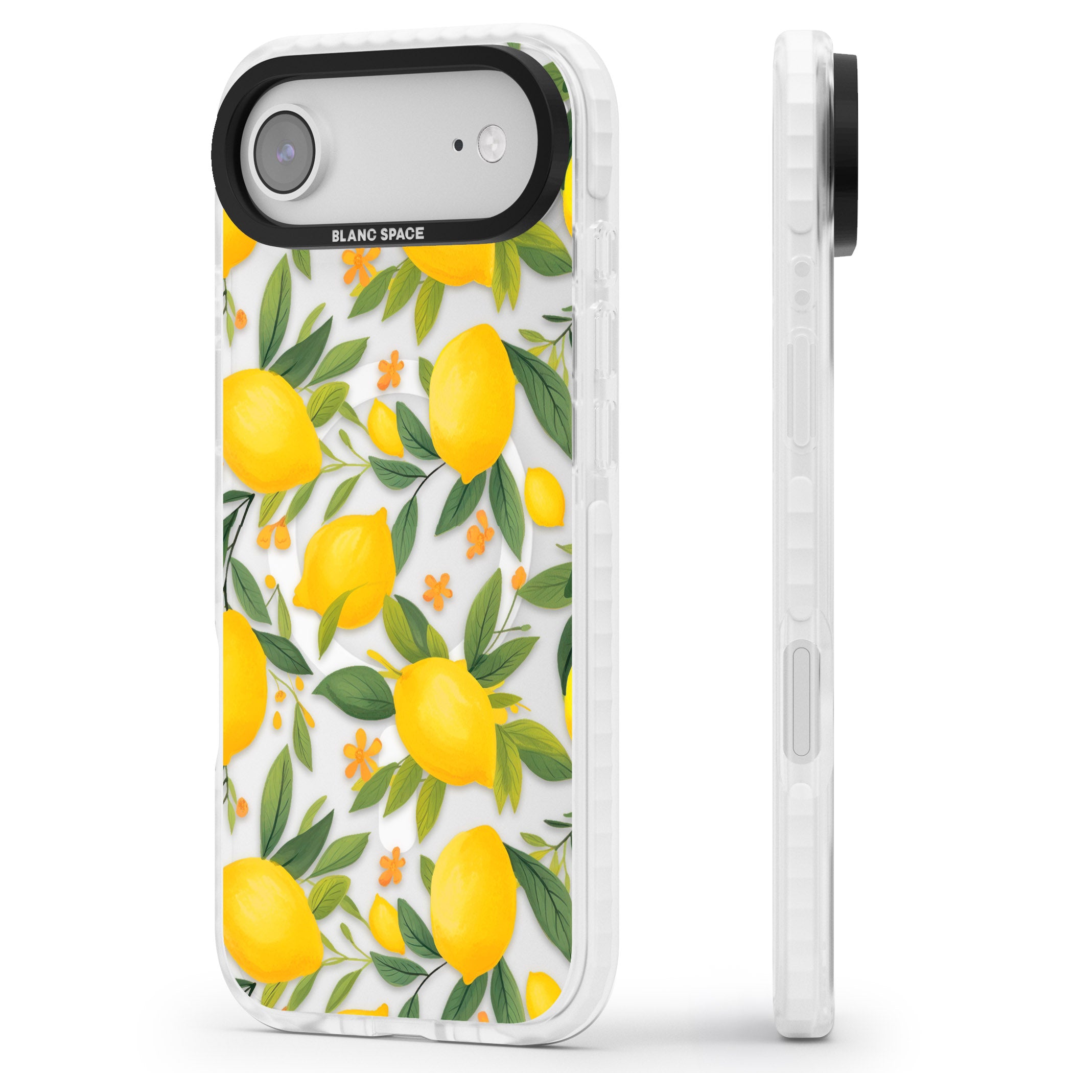 Lemon Pattern iPhone 17 Air Impact Pro Clear Phone Case Side Profile
