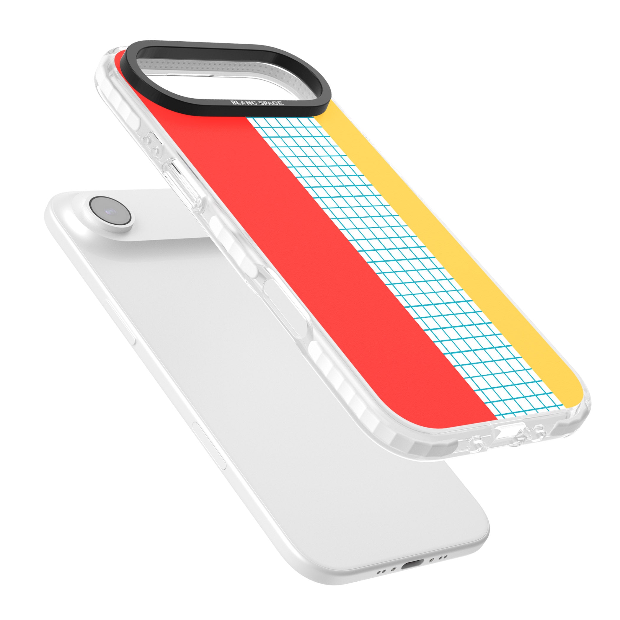 Abstract Grid Red, Blue, Yellow iPhone 17 Air Impact Pro Clear Phone Case Colours