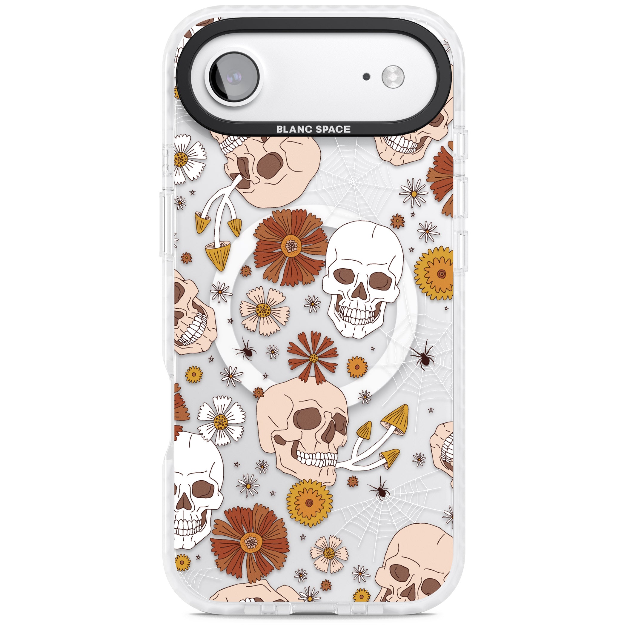 Halloween Skulls And Flowers iPhone 17 Air Impact Pro Clear Phone Case