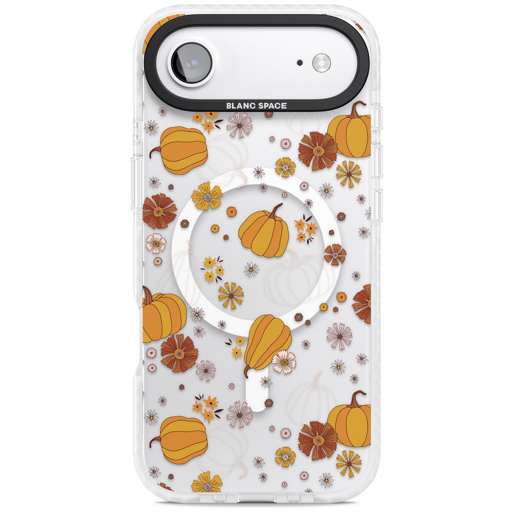 Halloween Pumpkins And Flowers iPhone 17 Air Impact Pro Clear Phone Case