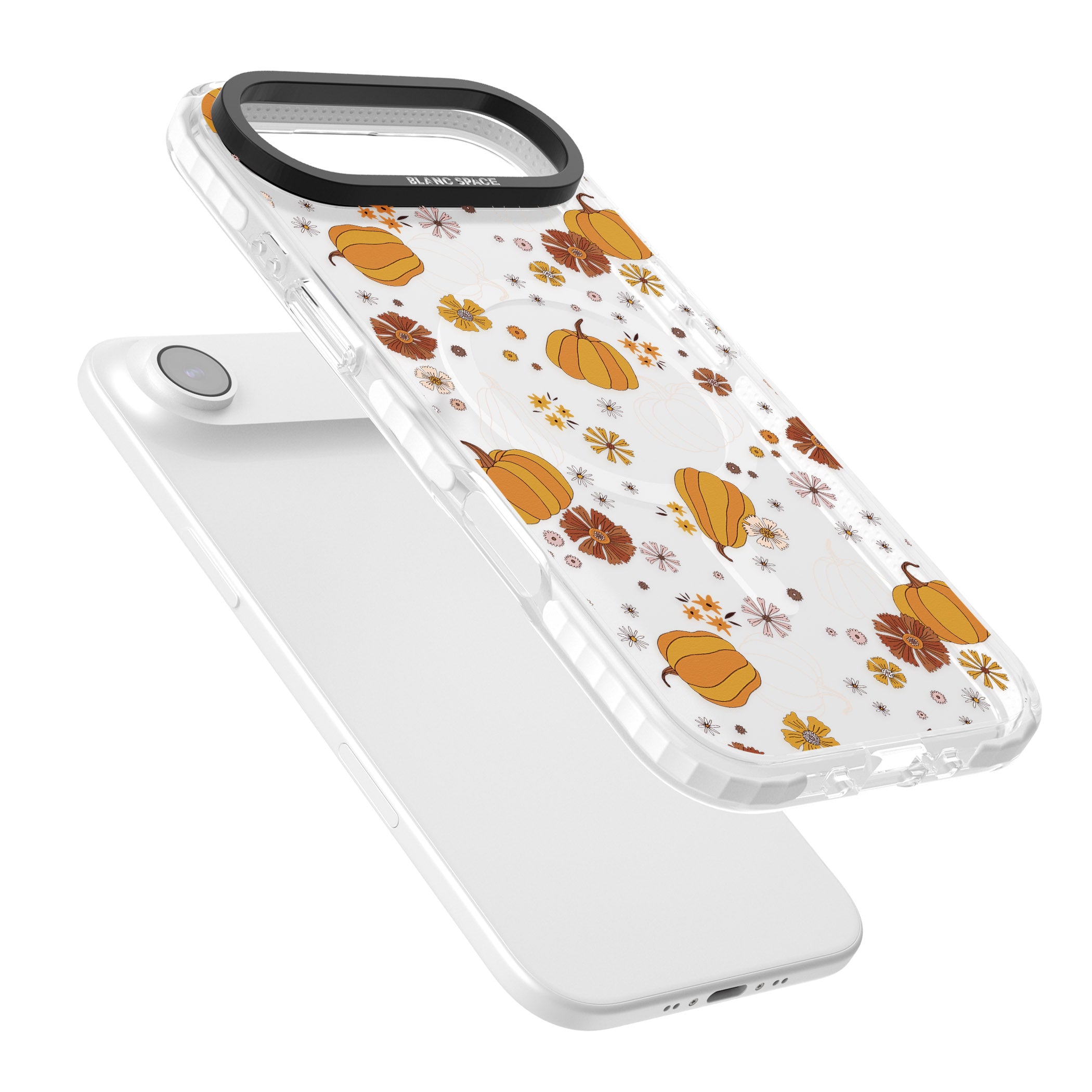 Halloween Pumpkins And Flowers iPhone 17 Air Impact Pro Clear Phone Case Colours