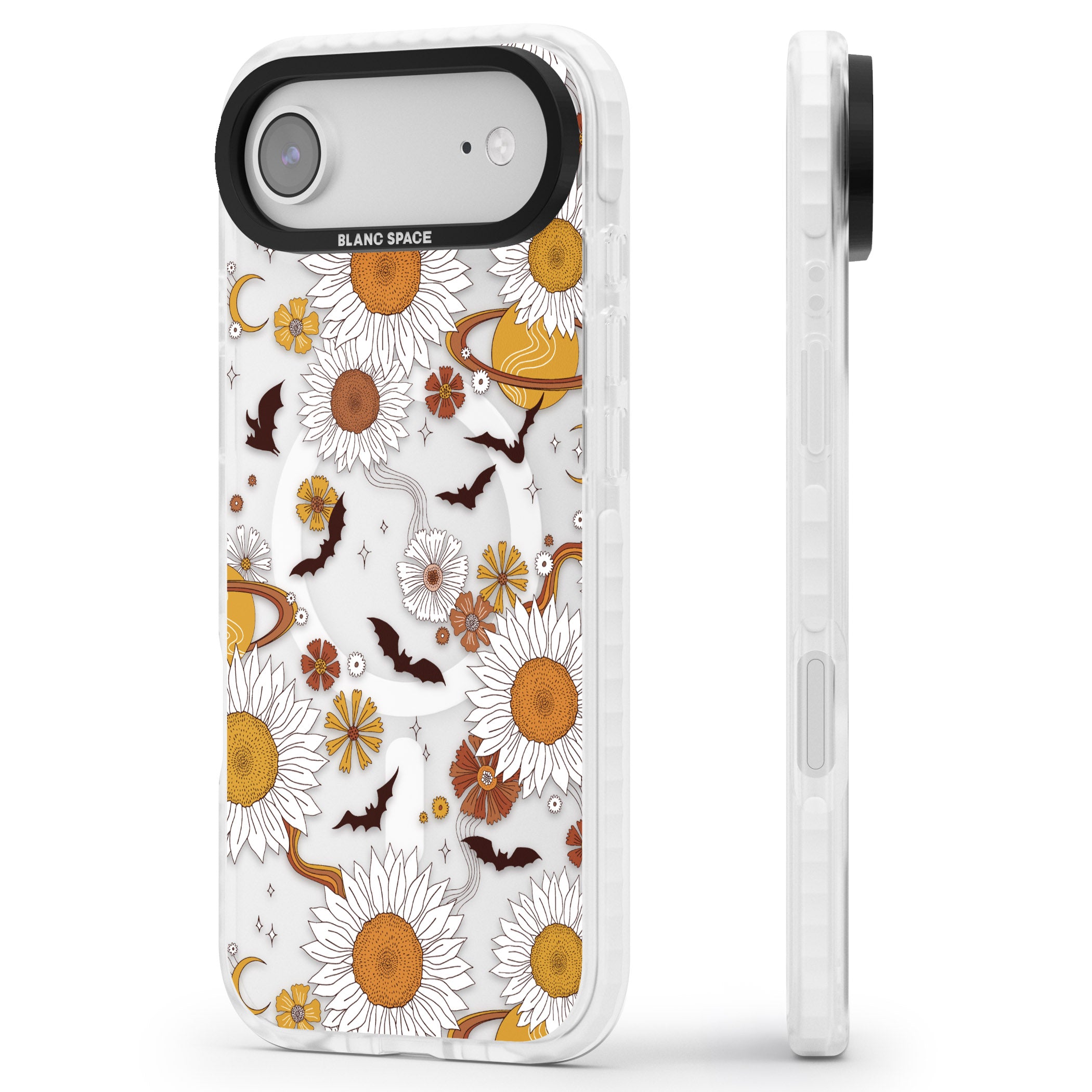 Halloween Bats And Planets iPhone 17 Air Impact Pro Clear Phone Case Side Profile