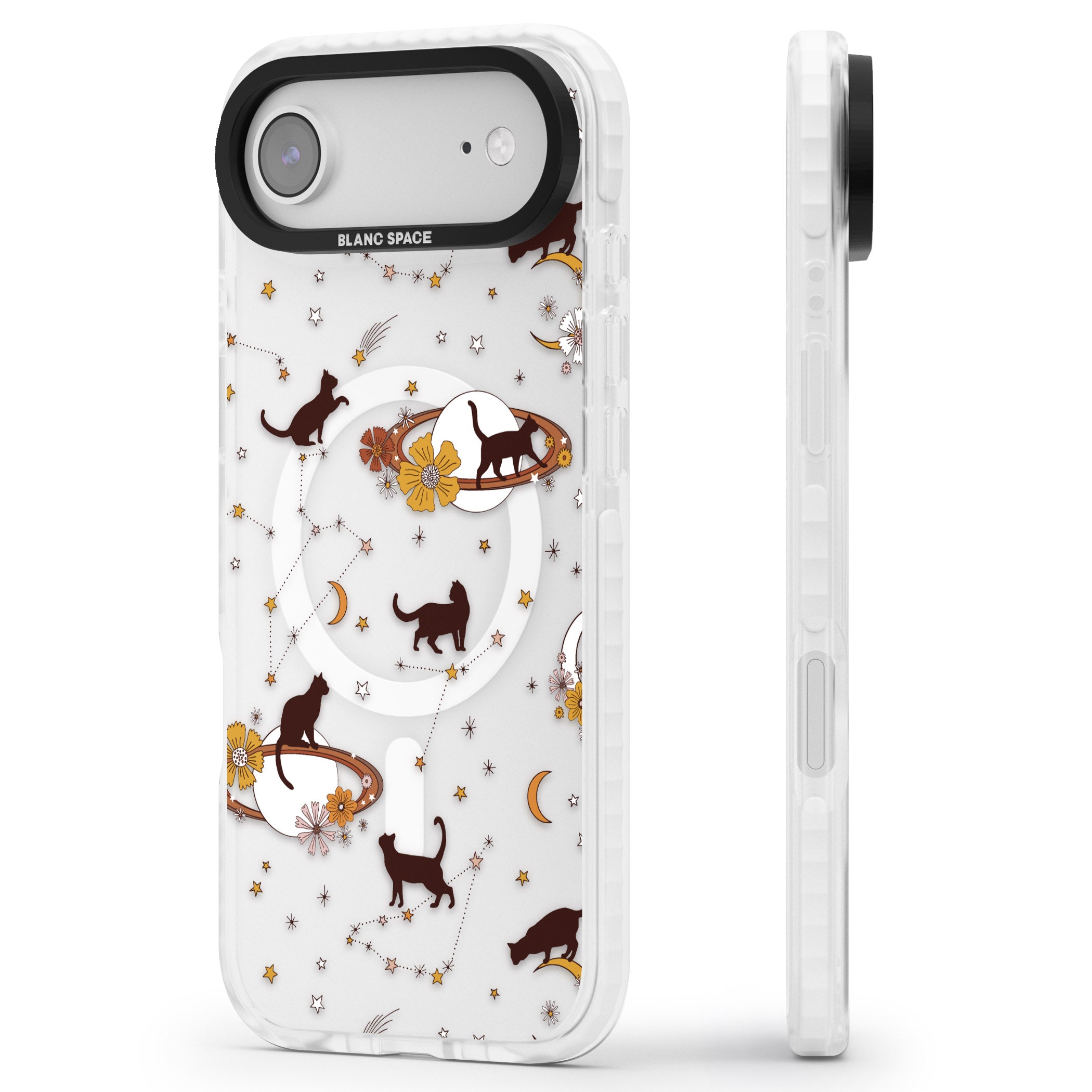 Halloween Cats And Astrology iPhone 17 Air Impact Pro Clear Phone Case Side Profile