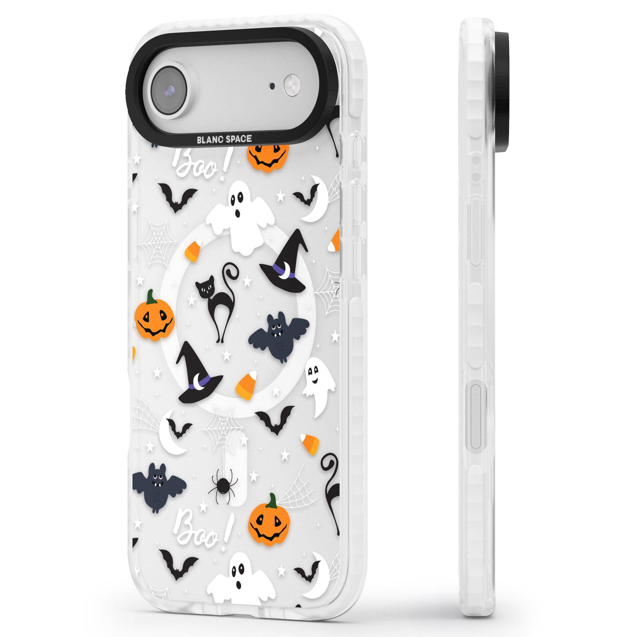 Halloween Mix Pattern iPhone 17 Air Impact Pro Clear Phone Case Side Profile