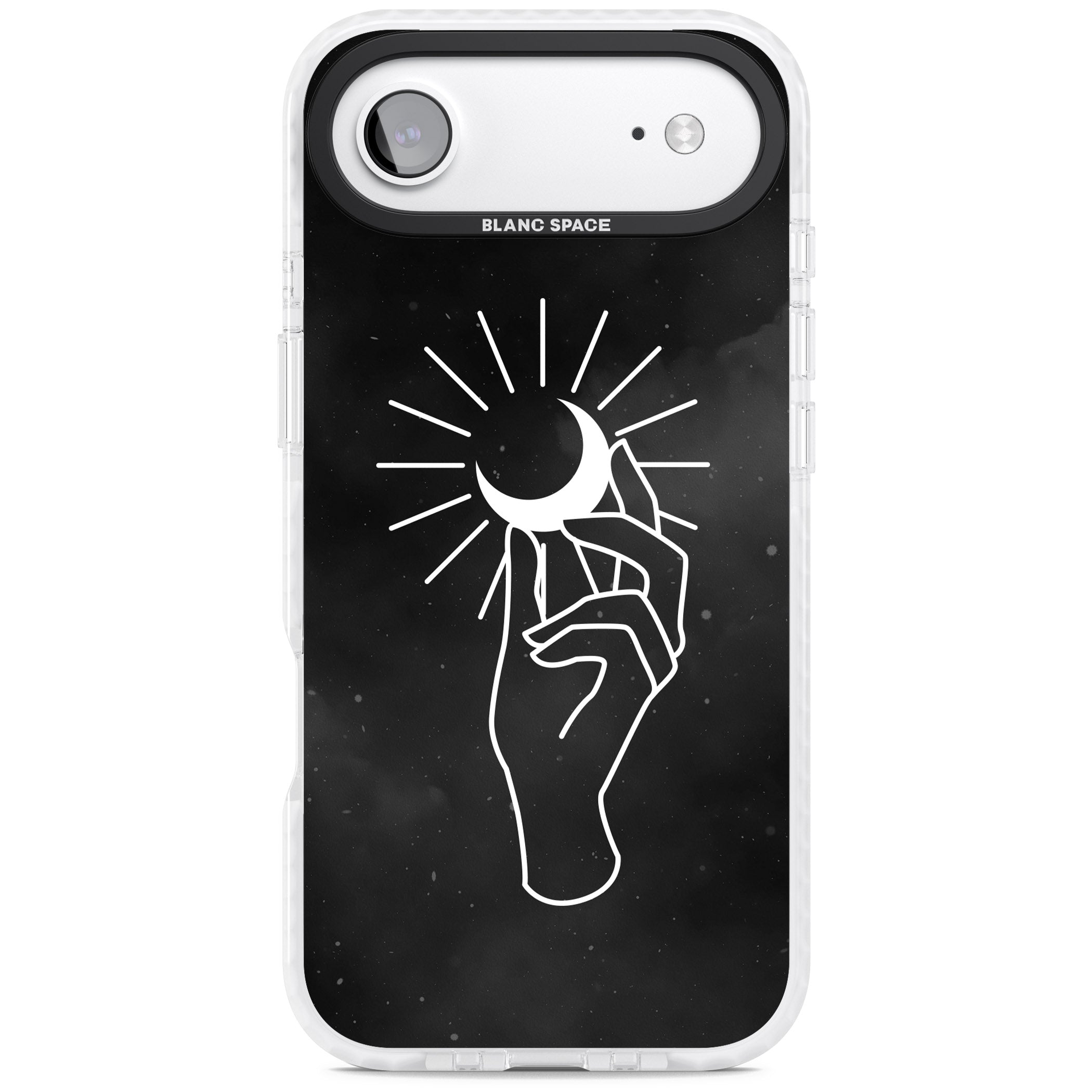 Hand Holding Celestial Moon iPhone 17 Air Impact Pro Clear Phone Case