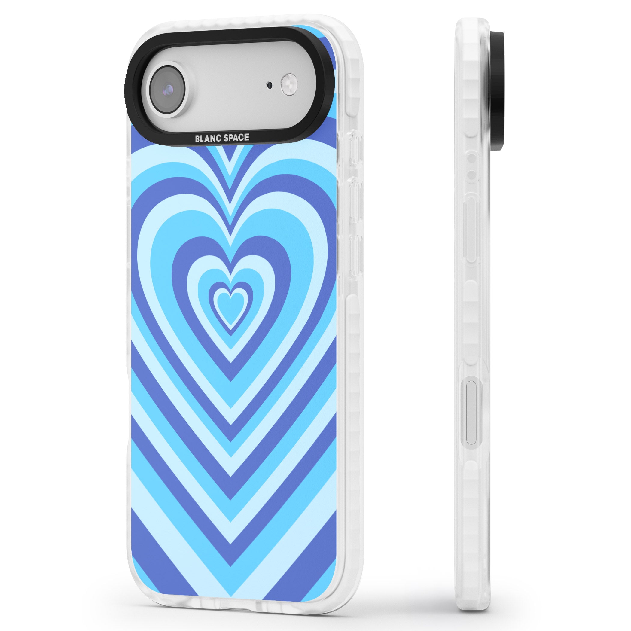 Blue Heart Illusion iPhone 17 Air Impact Pro Clear Phone Case Side Profile