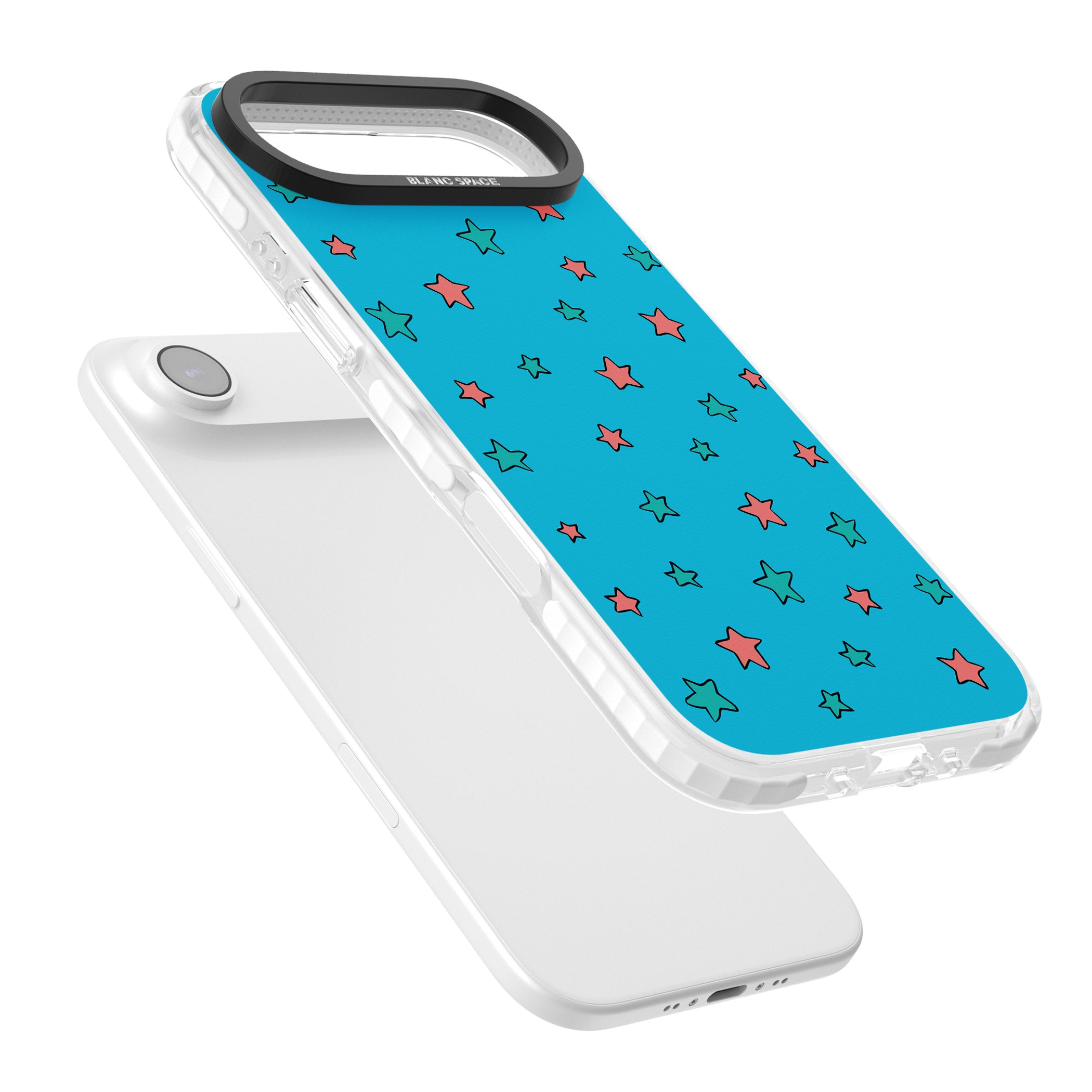 Blue Heartstopper Stars Pattern iPhone 17 Air Impact Pro Clear Phone Case Colours