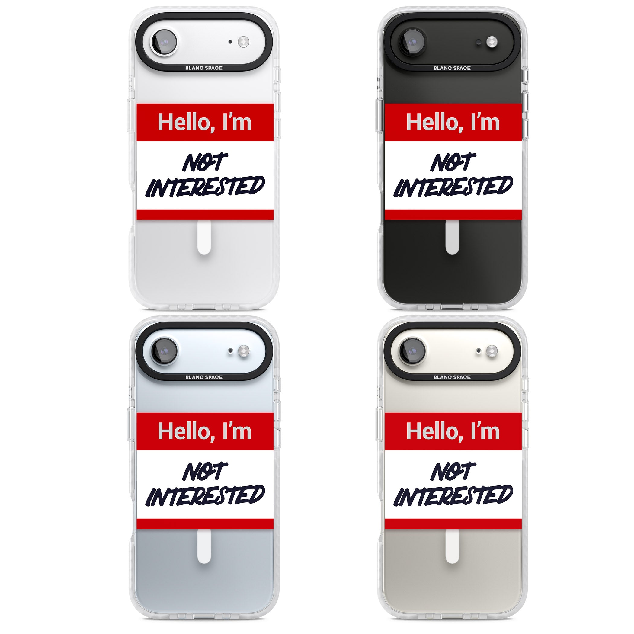 Funny Hello Name Tag Not Interested iPhone 17 Air Impact Pro Clear Phone Case APT Impact Protection