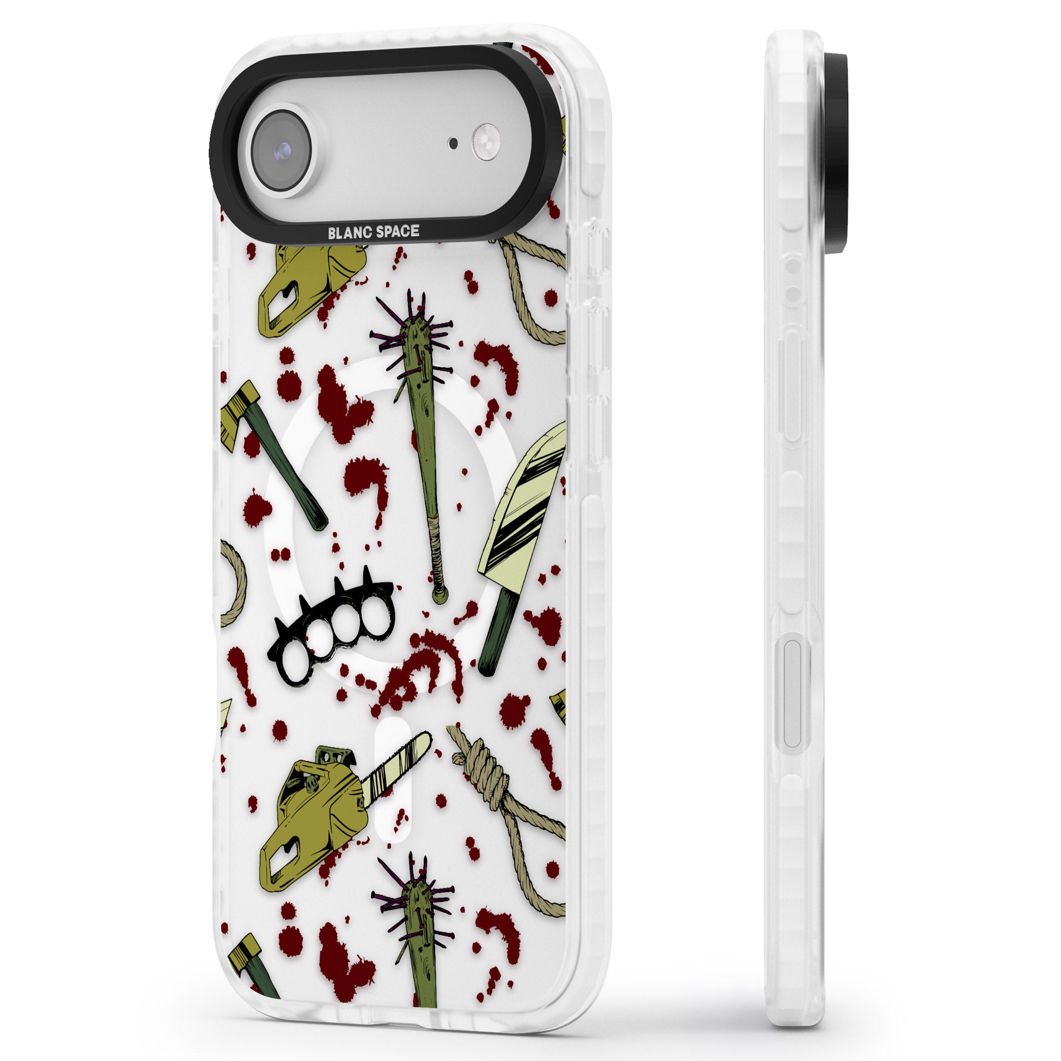Movie Massacre iPhone 17 Air Impact Pro Clear Phone Case Side Profile