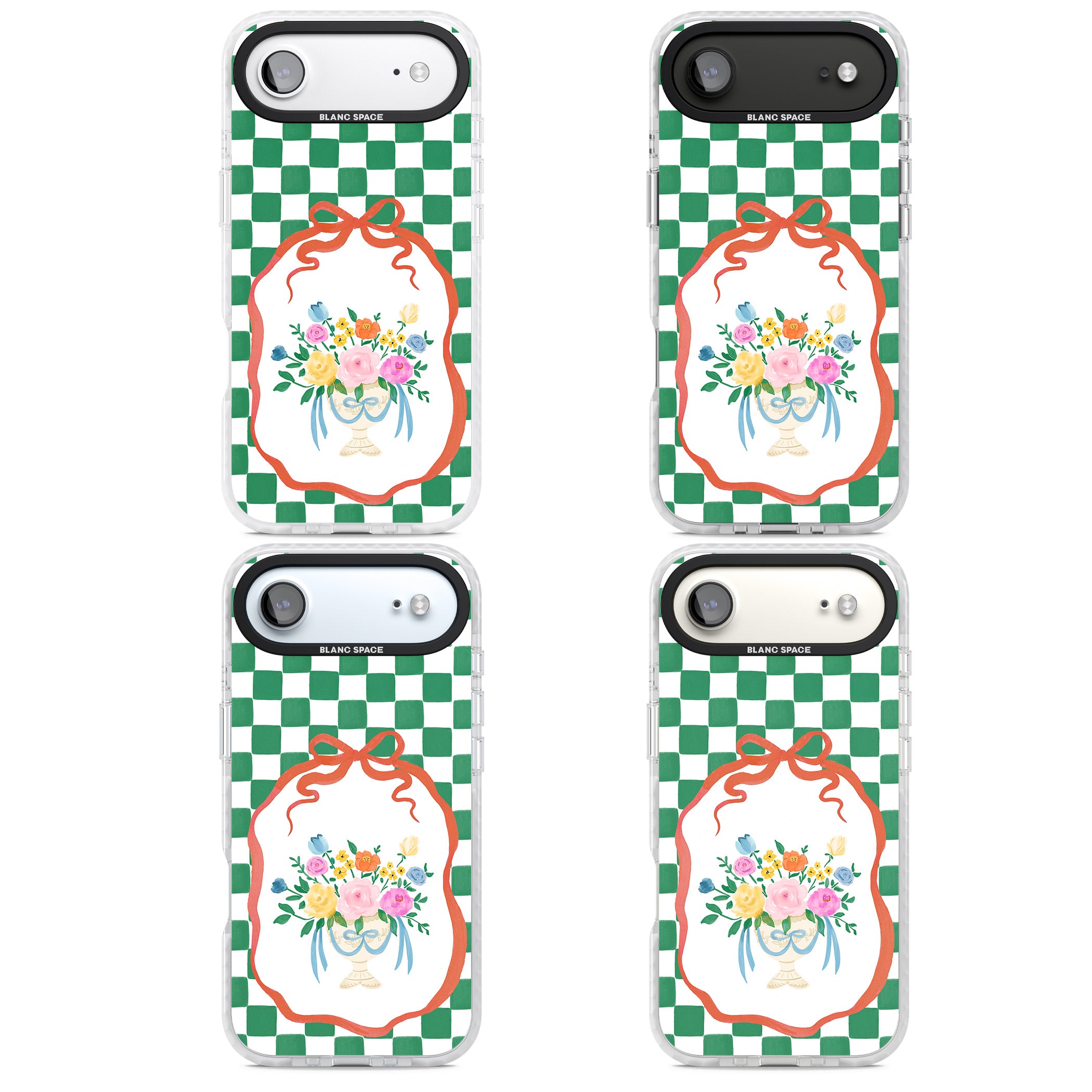 Green Checked Bouquet iPhone 17 Air Impact Pro Clear Phone Case APT Impact Protection