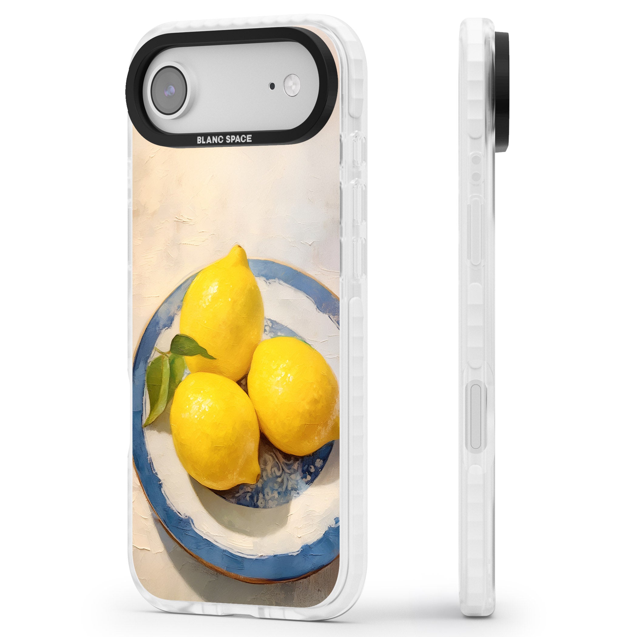 Lemons on Porcelain iPhone 17 Air Impact Pro Clear Phone Case Side Profile