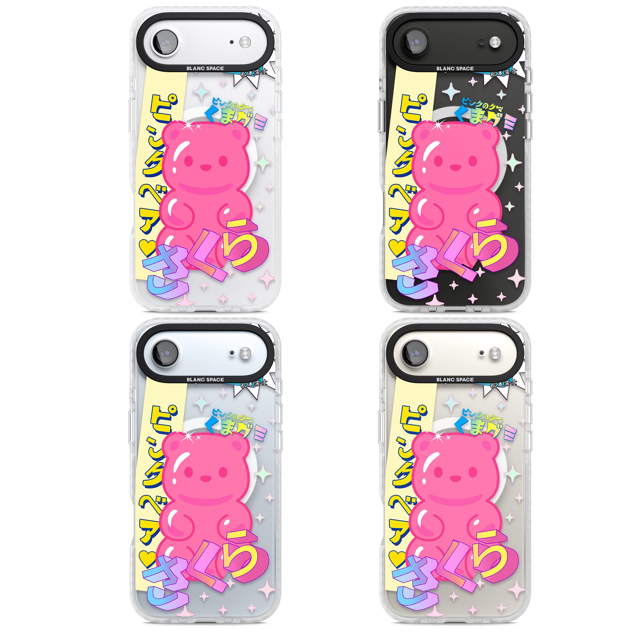 Kawaii Pink Bear Collage iPhone 17 Air Impact Pro Clear Phone Case APT Impact Protection