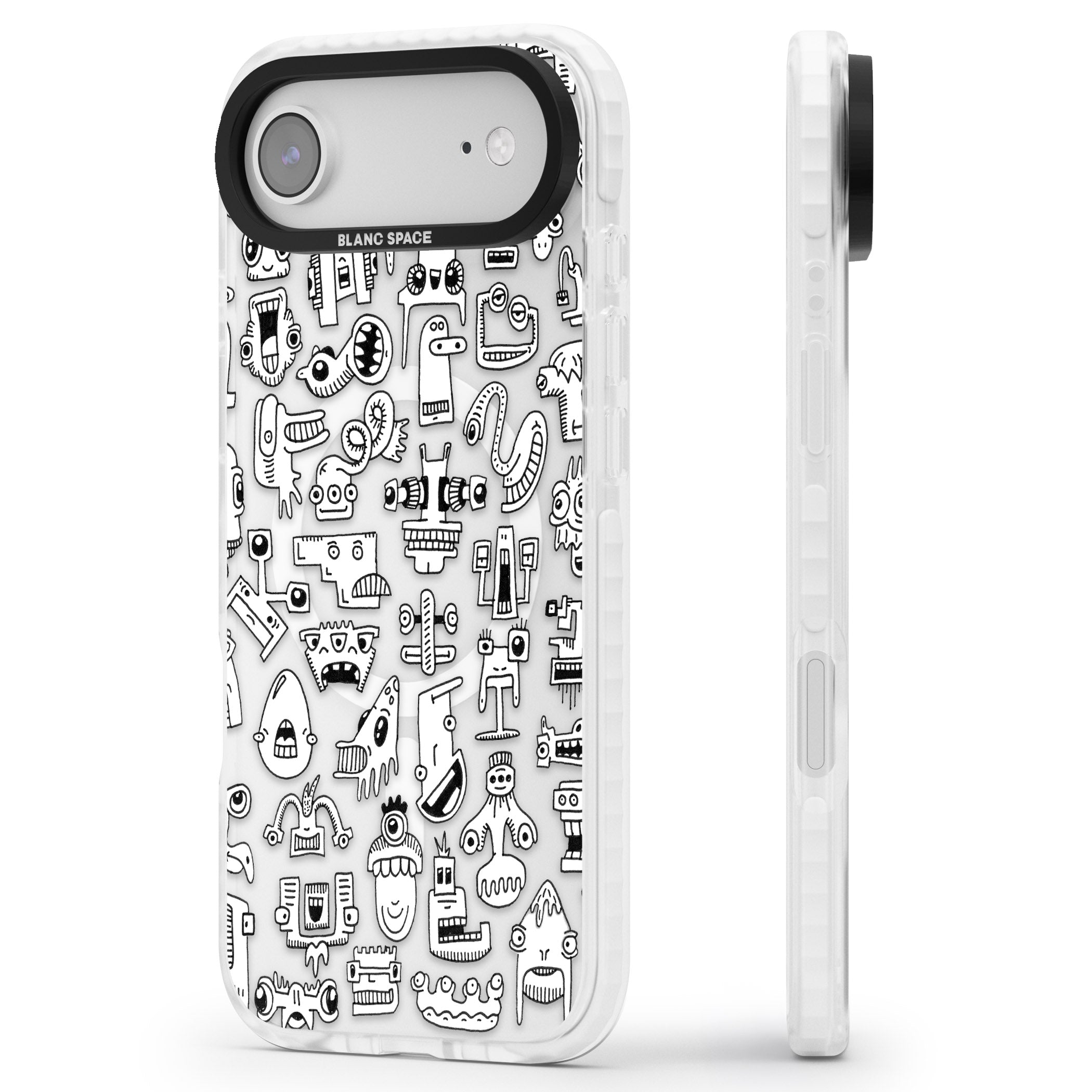 Weird Friends iPhone 17 Air Impact Pro Clear Phone Case Side Profile