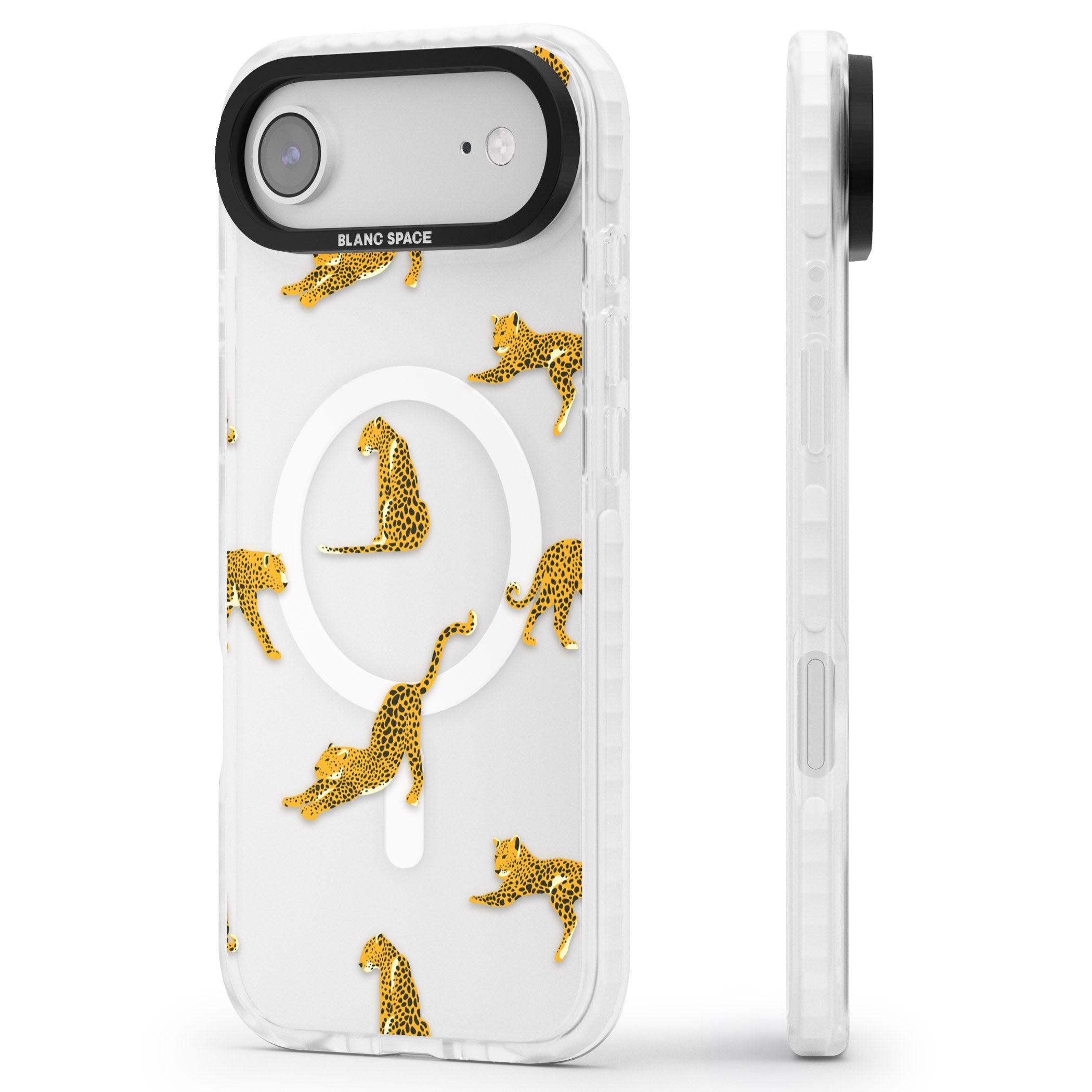Leopard Spots iPhone 17 Air Impact Pro Clear Phone Case Side Profile