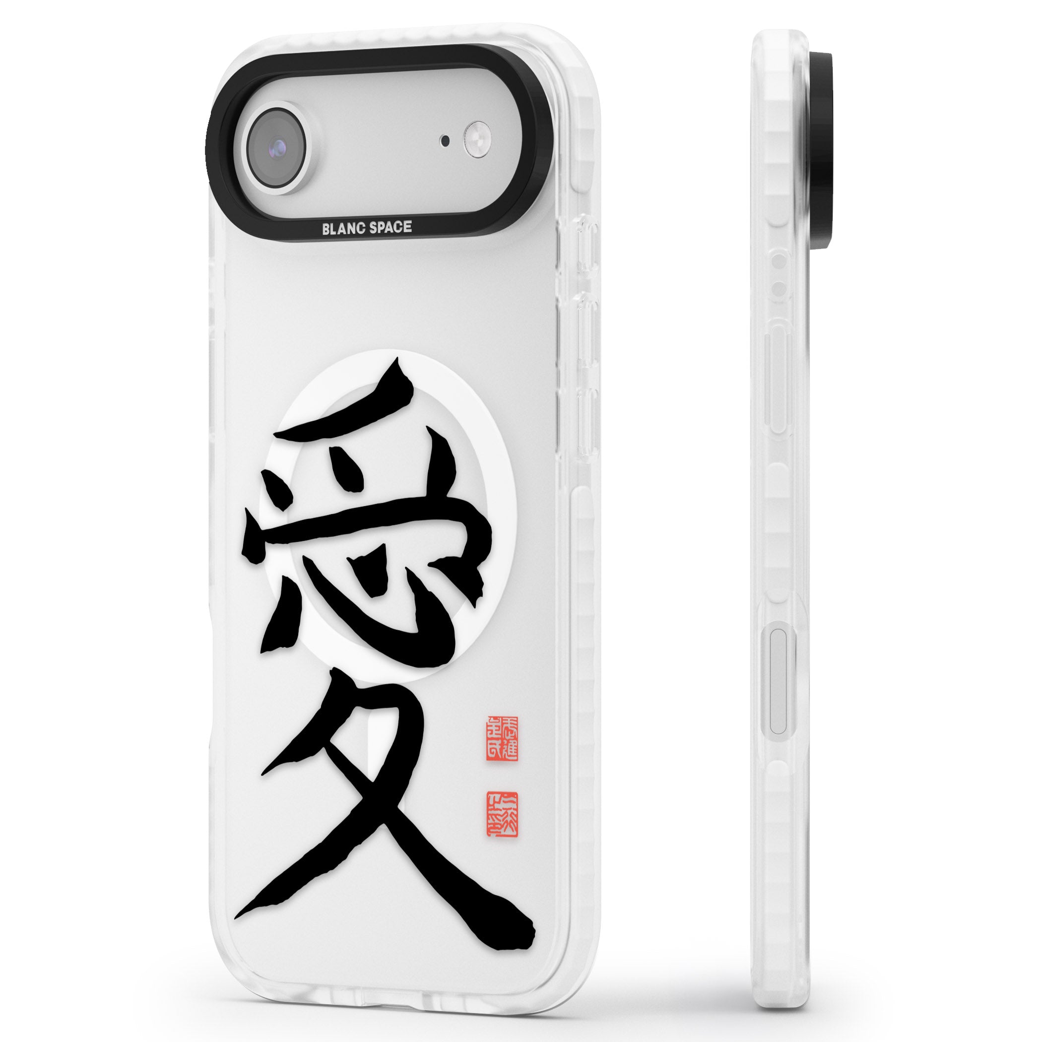 Japanese Kanji Love iPhone 17 Air Impact Pro Clear Phone Case Side Profile