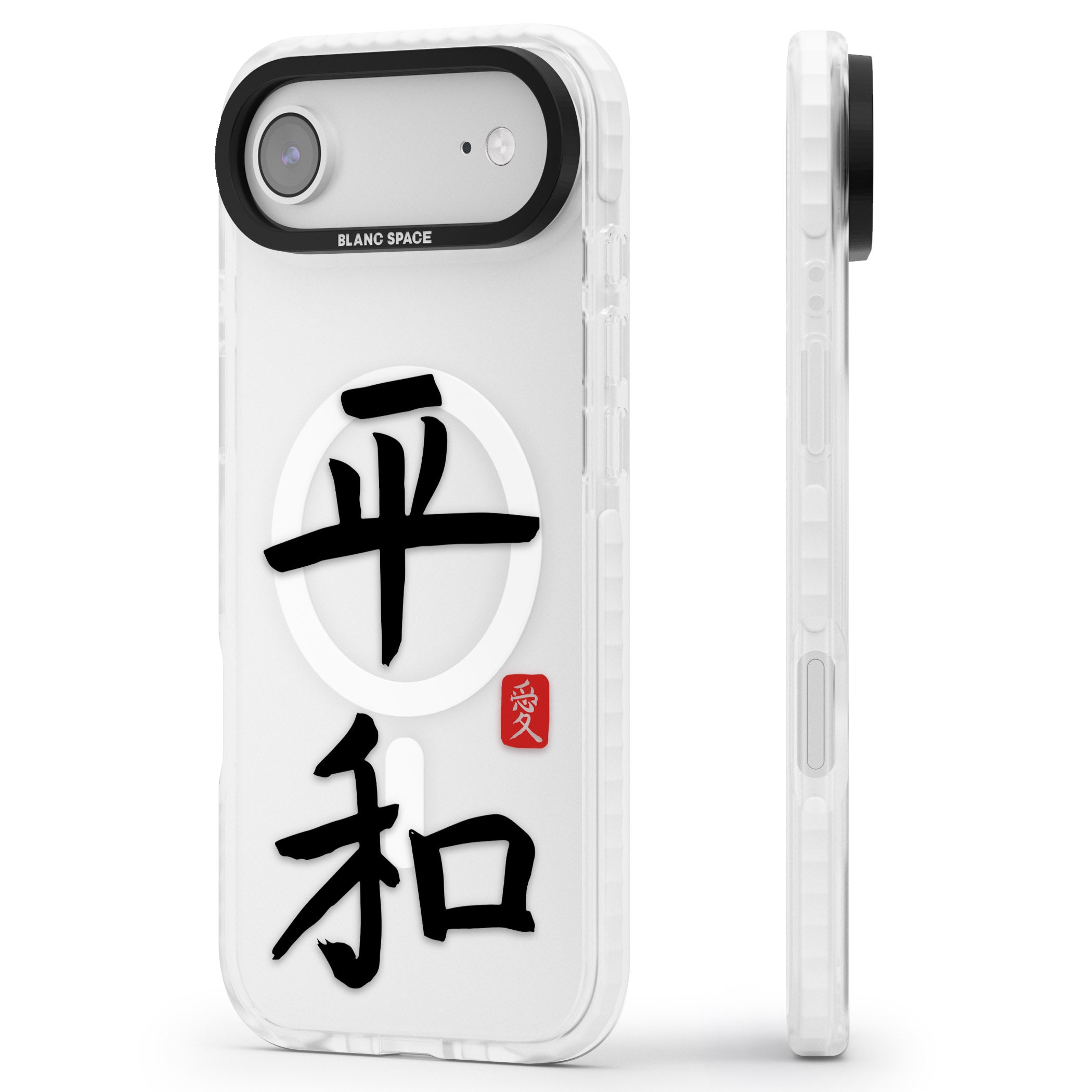 Japanese Kanji Peace iPhone 17 Air Impact Pro Clear Phone Case Side Profile