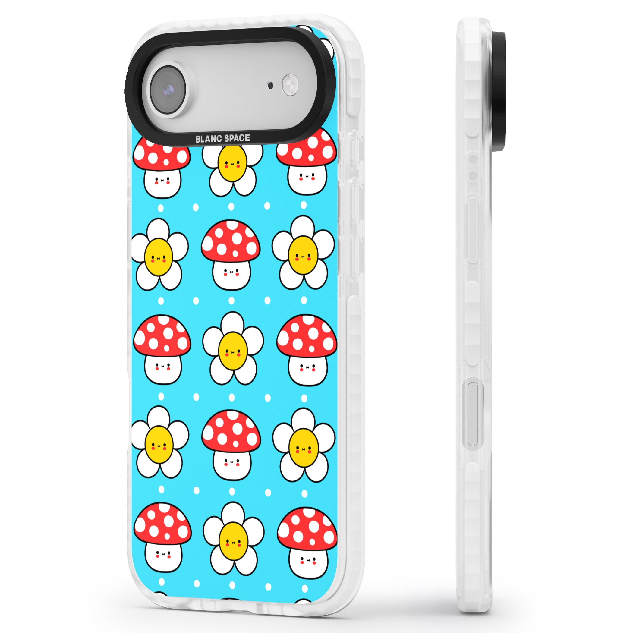 Shroom Bunnies Kawaii Pattern iPhone 17 Air Impact Pro Clear Phone Case Side Profile