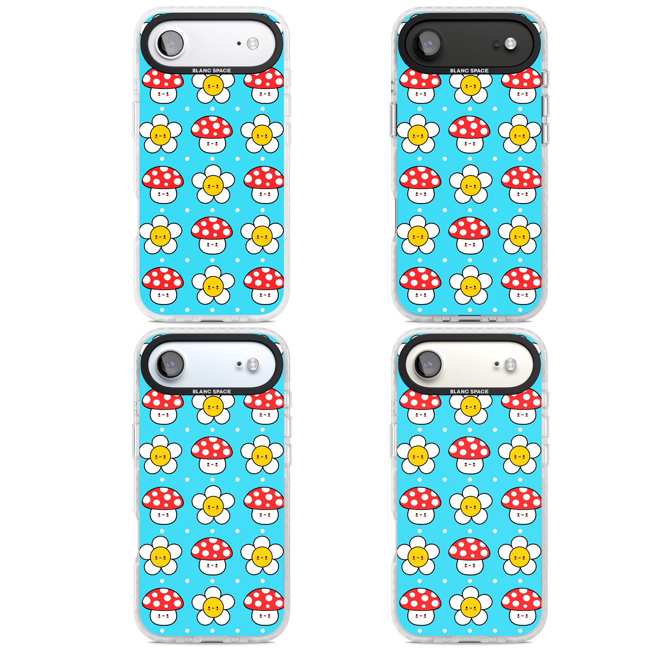 Shroom Bunnies Kawaii Pattern iPhone 17 Air Impact Pro Clear Phone Case APT Impact Protection