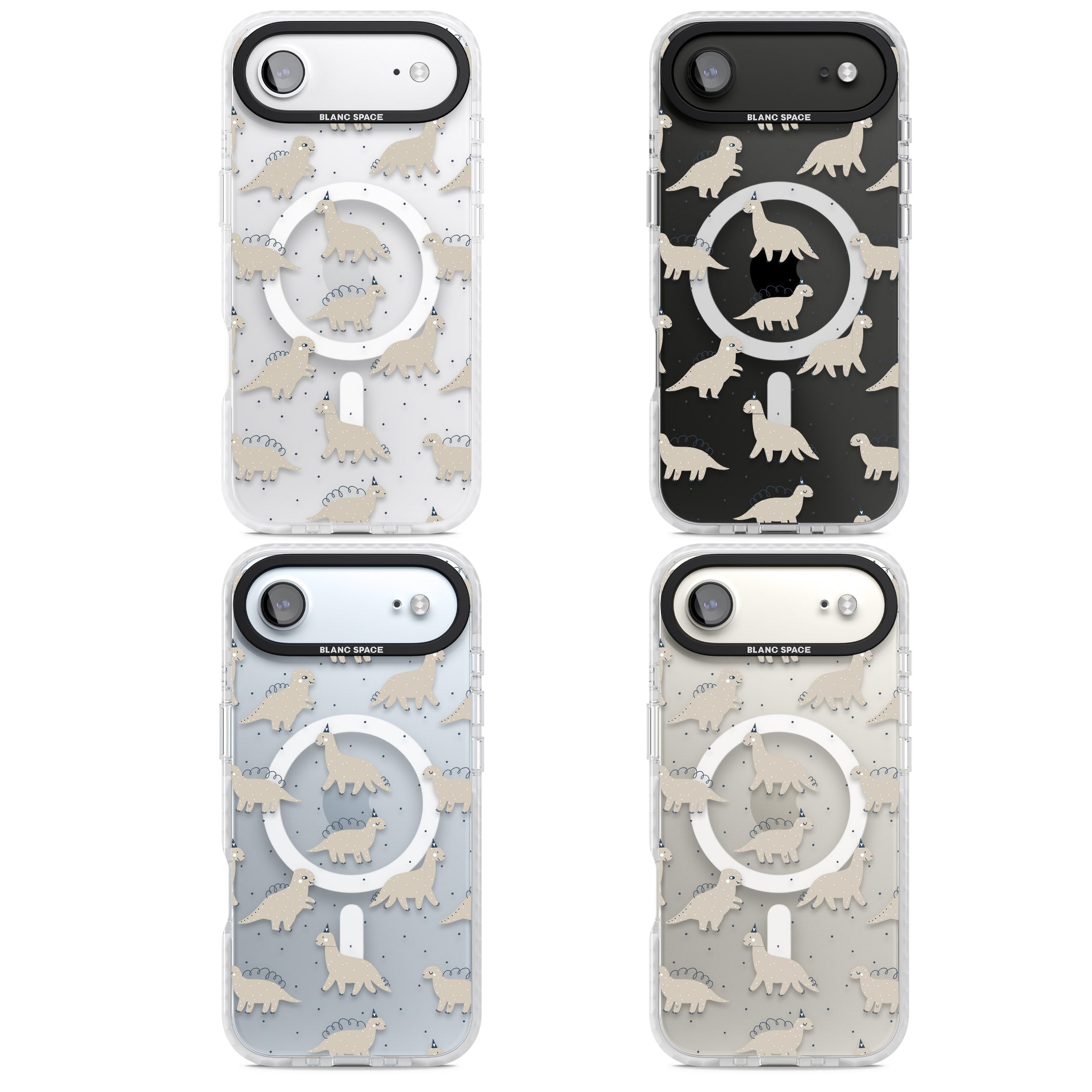 Adorable Dino Pattern iPhone 17 Air Impact Pro Clear Phone Case APT Impact Protection