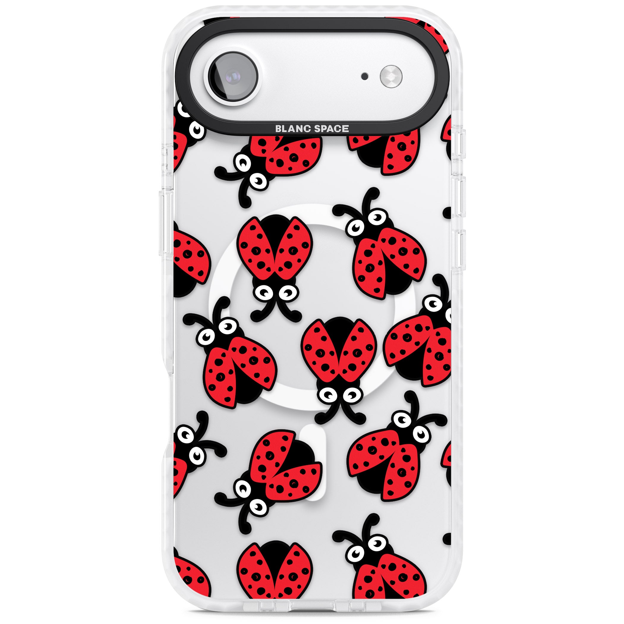 Ladybug Pattern iPhone 17 Air Impact Pro Clear Phone Case
