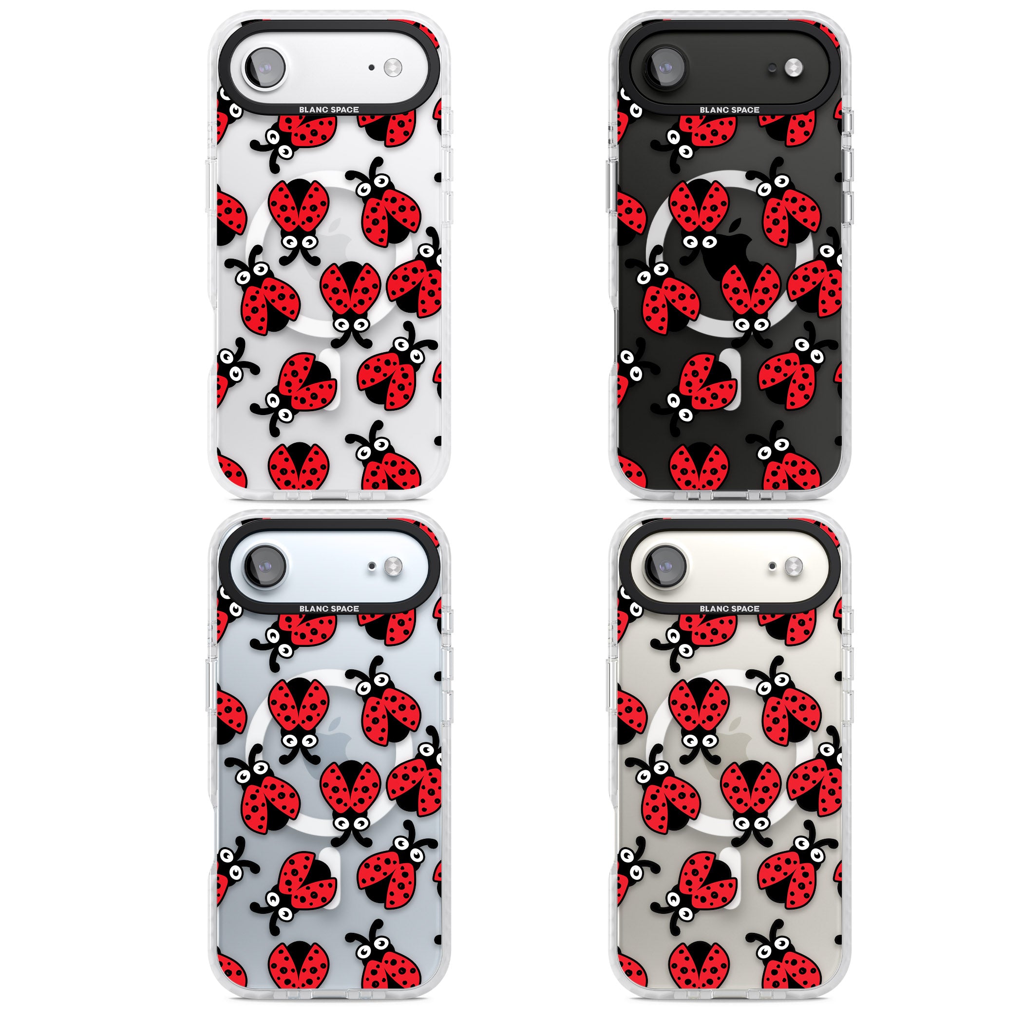 Ladybug Pattern iPhone 17 Air Impact Pro Clear Phone Case APT Impact Protection