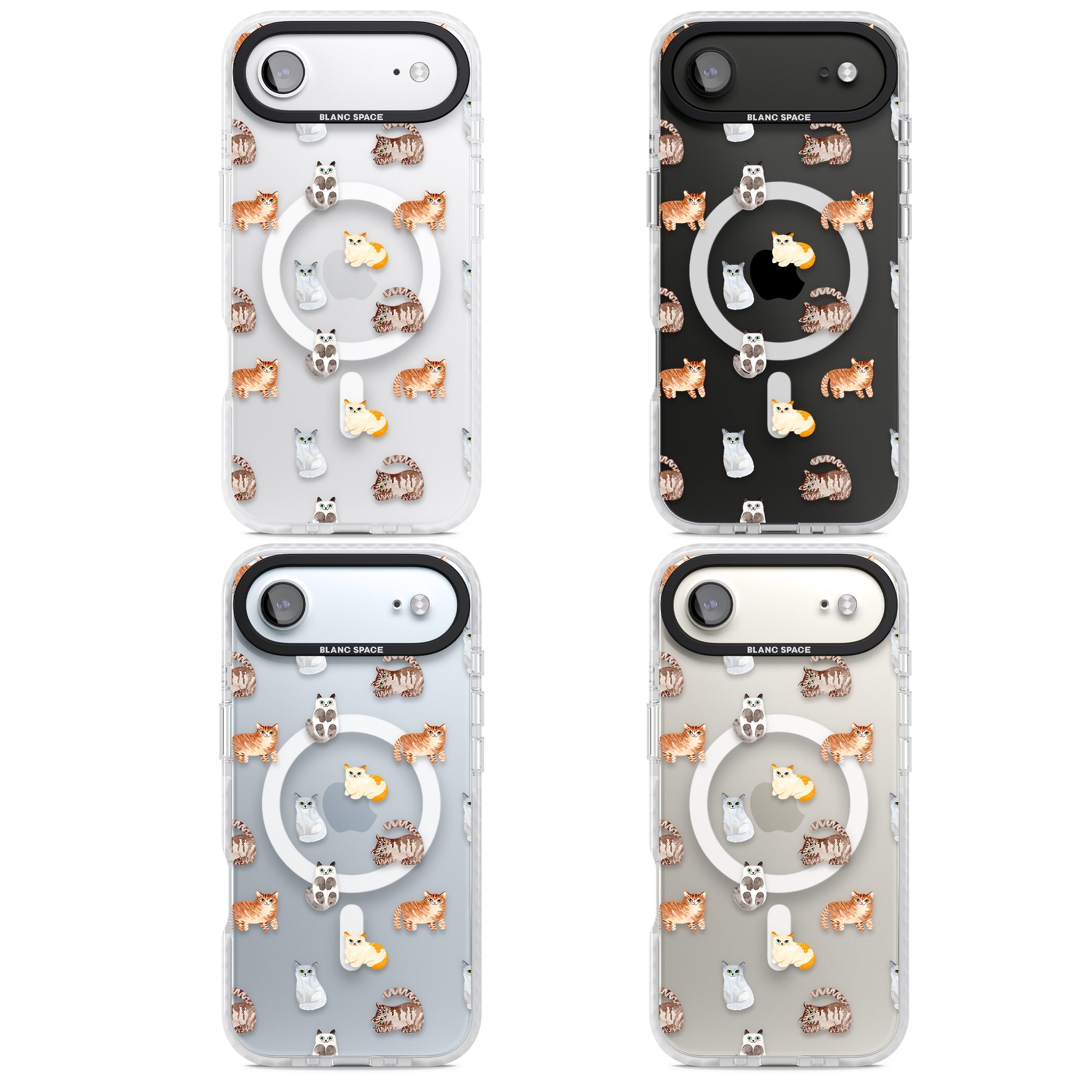 Cute Cat Pattern Classic iPhone 17 Air Impact Pro Clear Phone Case APT Impact Protection