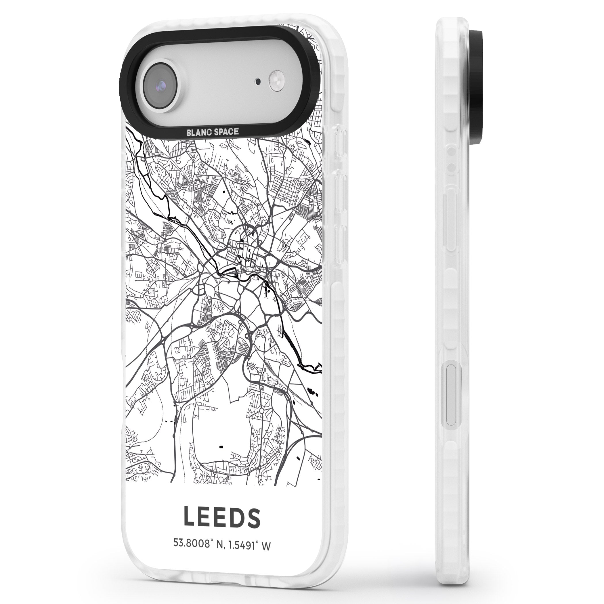 Leeds Map iPhone 17 Air Impact Pro Clear Phone Case Side Profile