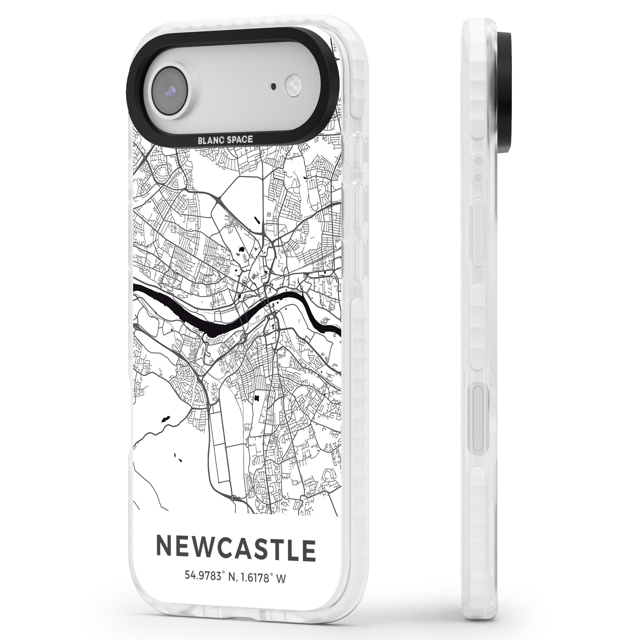 Newcastle City Map iPhone 17 Air Impact Pro Clear Phone Case Side Profile