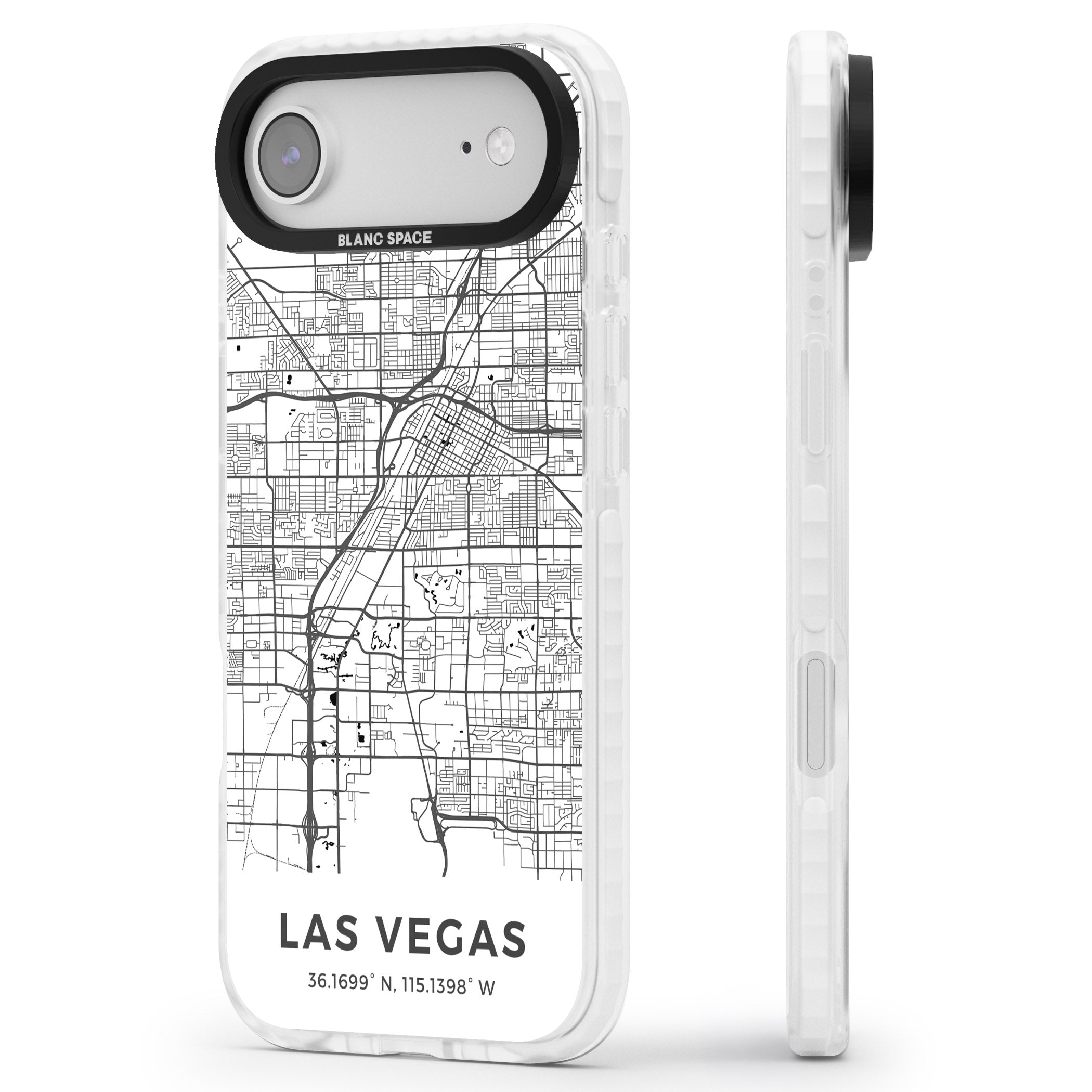 Las Vegas Map iPhone 17 Air Impact Pro Clear Phone Case Side Profile