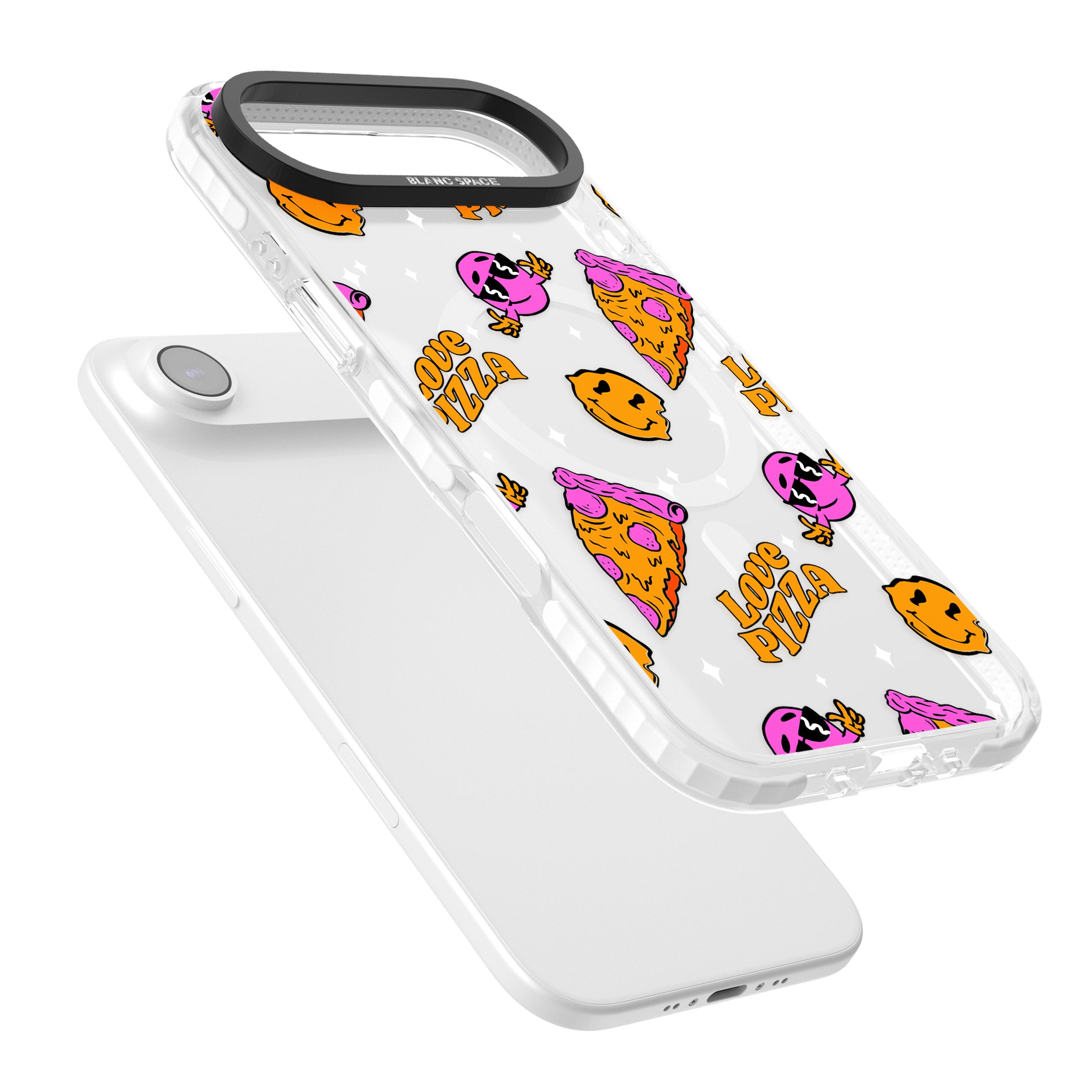 Psychedelic Love Pizza Pattern (Clear) iPhone 17 Air Impact Pro Clear Phone Case Colours