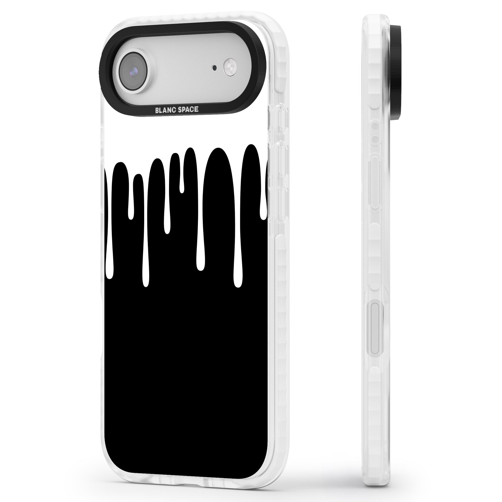 Melted Effect: White & Black iPhone 17 Air Impact Pro Clear Phone Case Side Profile