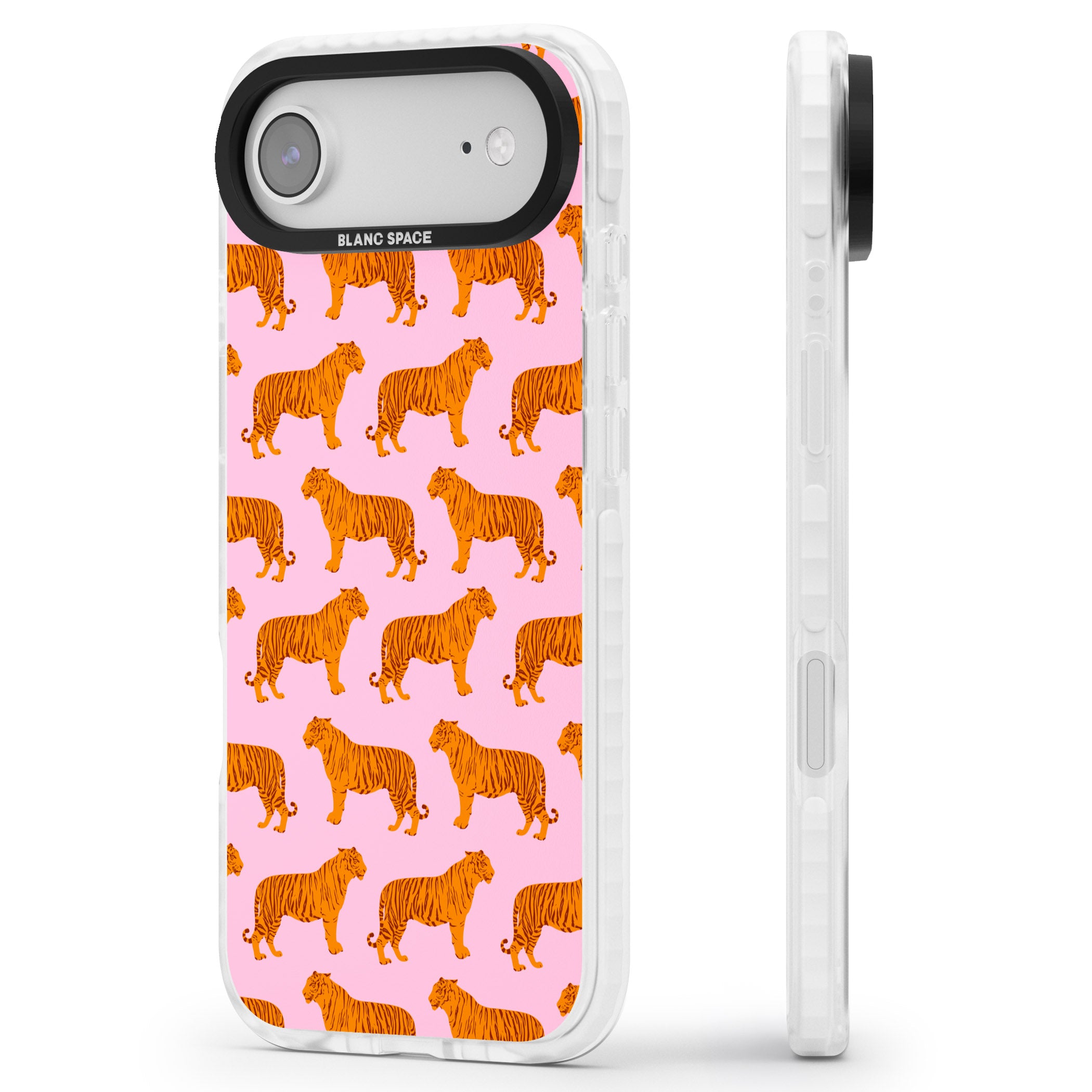 Tiger Pink Pattern iPhone 17 Air Impact Pro Clear Phone Case Side Profile