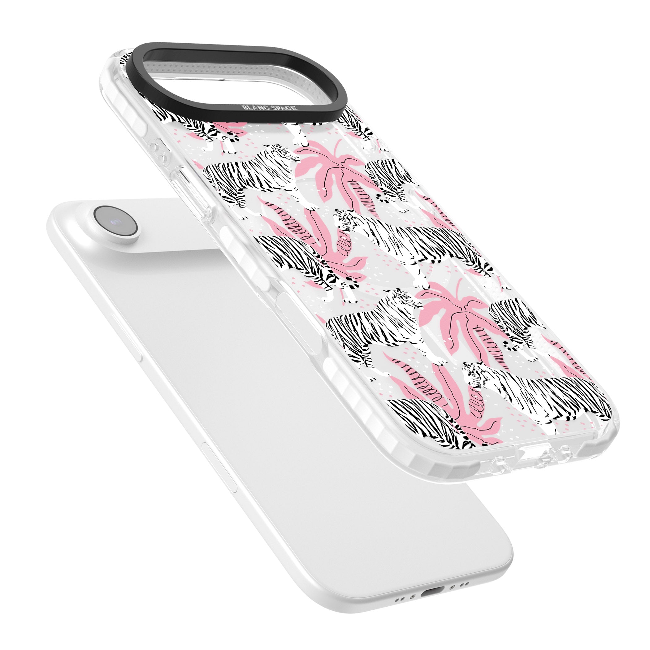 Pink & White Tropical Tigers iPhone 17 Air Impact Pro Clear Phone Case Colours