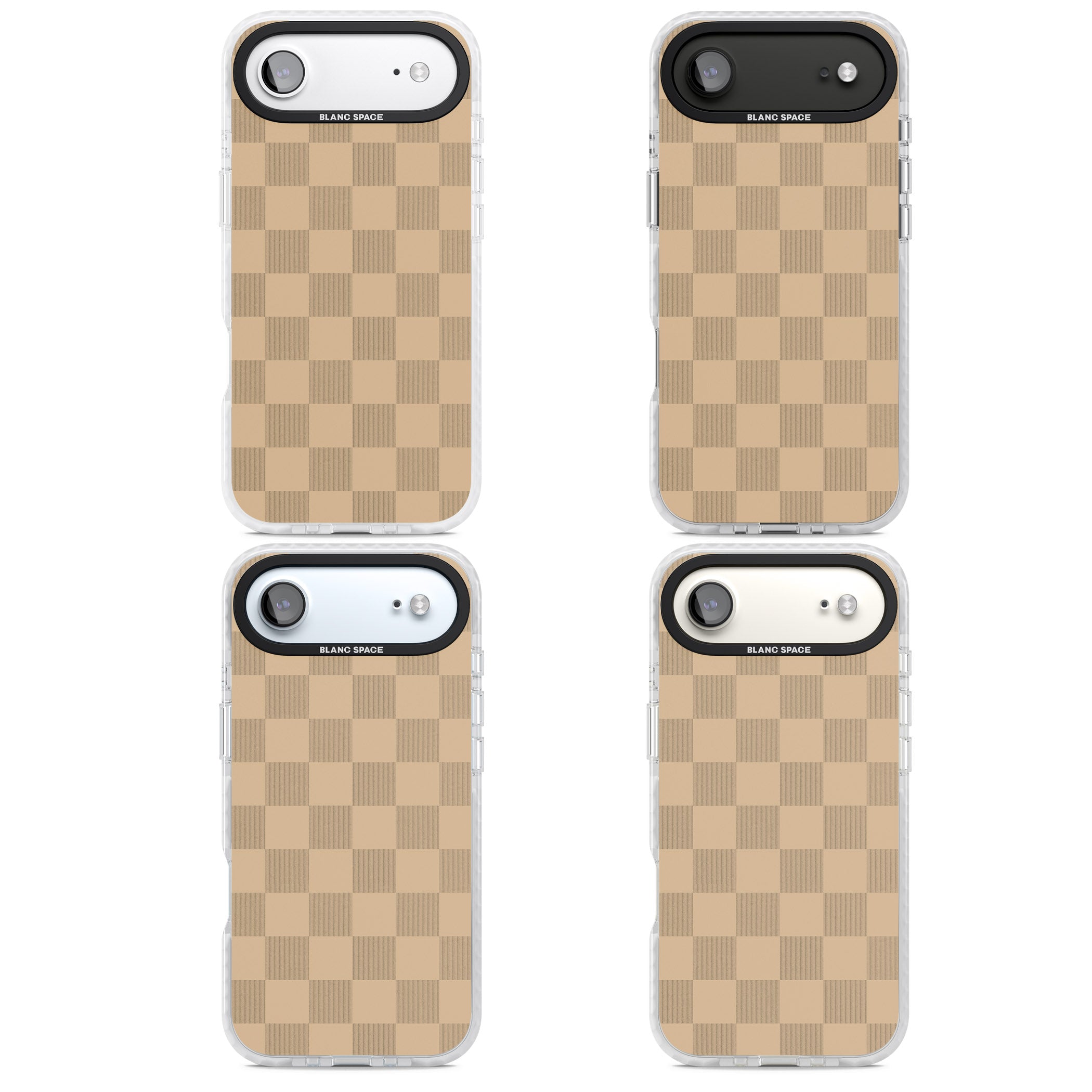 Beige Checkered iPhone 17 Air Impact Pro Clear Phone Case APT Impact Protection