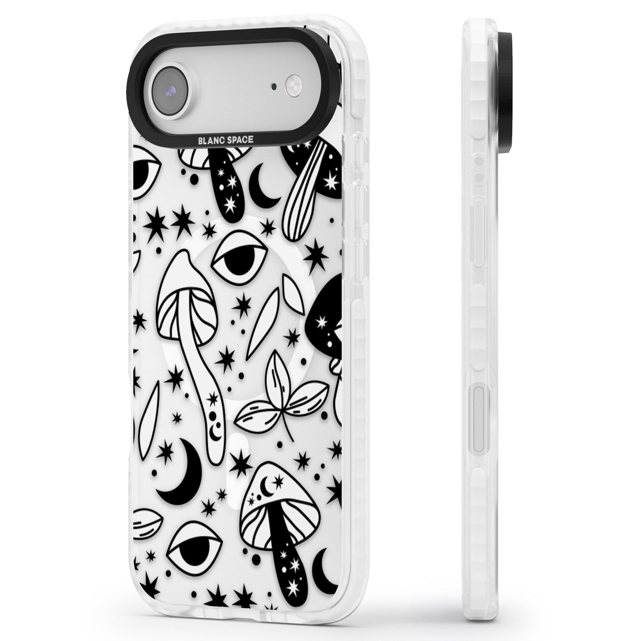 Mystic Mushrooms Pattern iPhone 17 Air Impact Pro Clear Phone Case Side Profile
