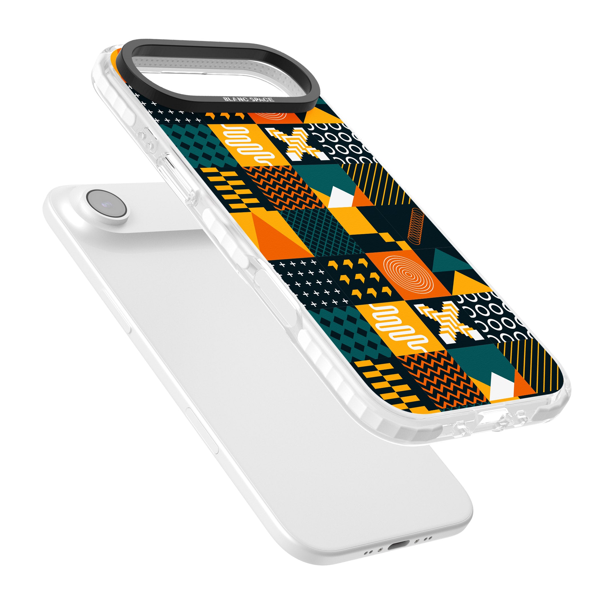Funky Geometric Patterns: Orange & Dark Green iPhone 17 Air Impact Pro Clear Phone Case Colours