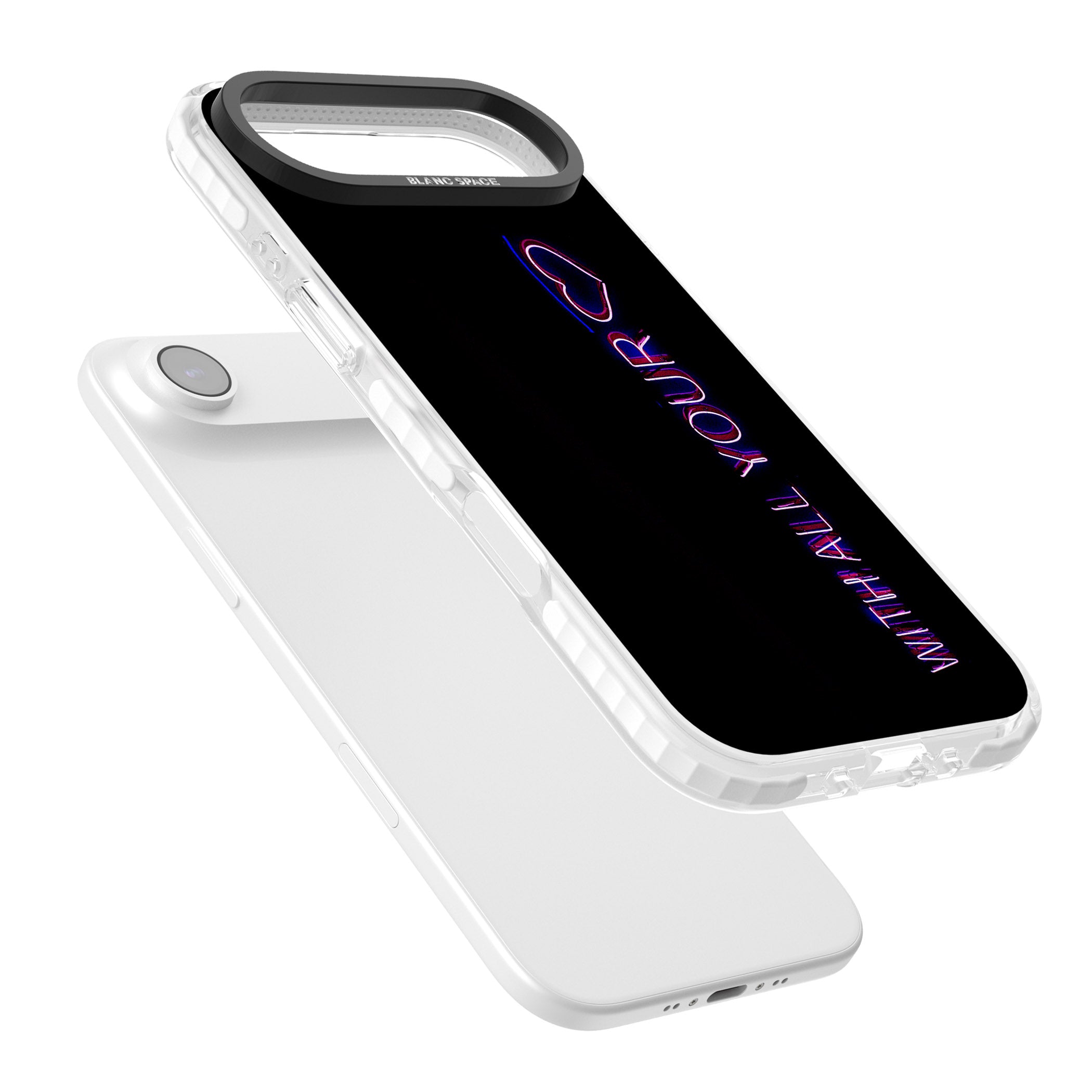 Neon Heart Script iPhone 17 Air Impact Pro Clear Phone Case Colours