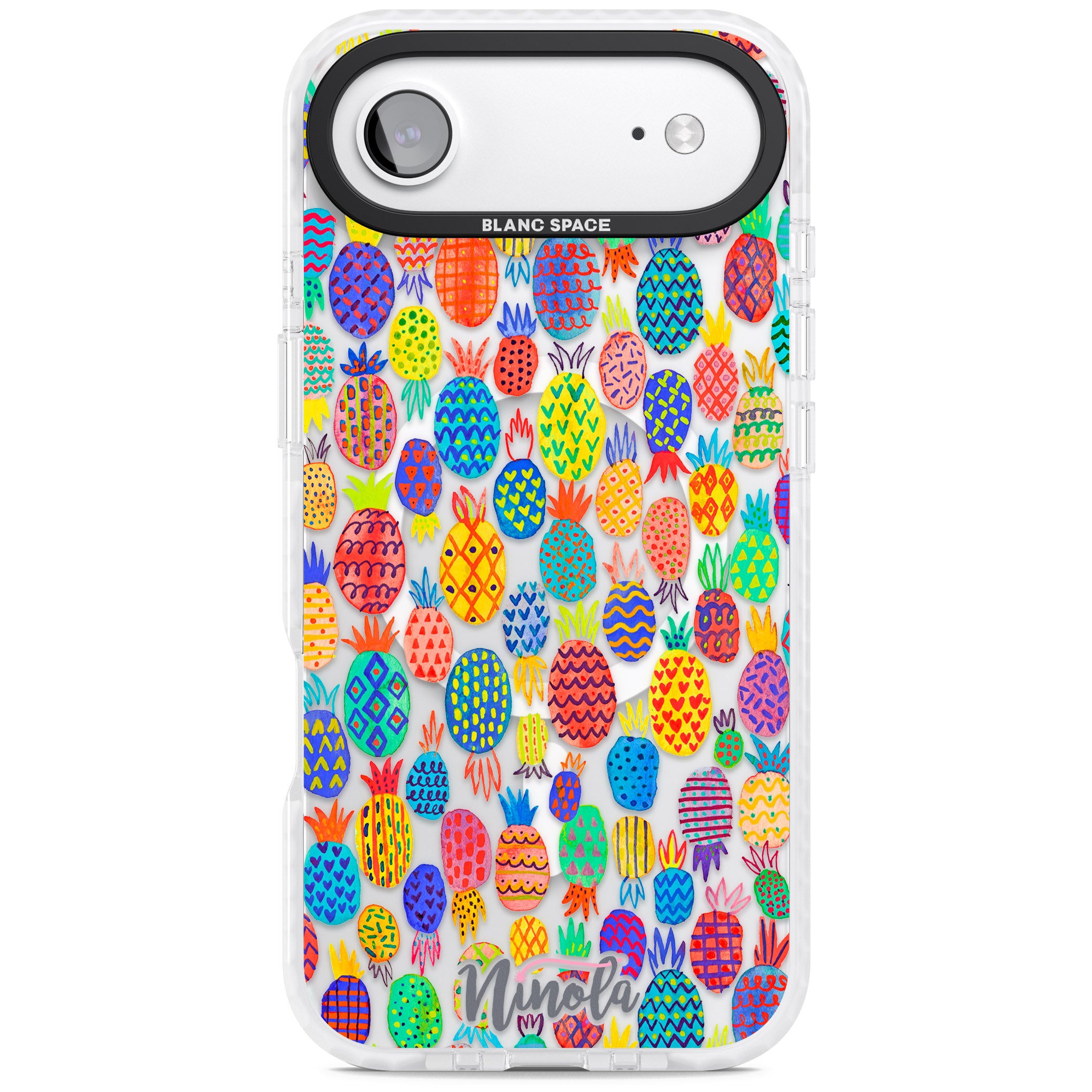 Vibrant Pineapple Pattern iPhone 17 Air Impact Pro Clear Phone Case